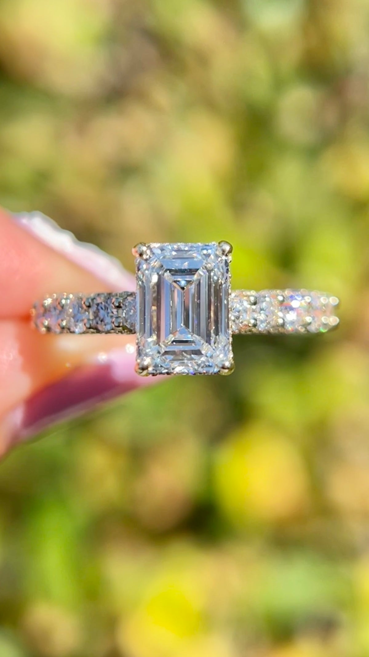 Christi 3.07ct E-VS1 Emerald Cut Lab Grown Diamond Engagement Ring 14K Gold