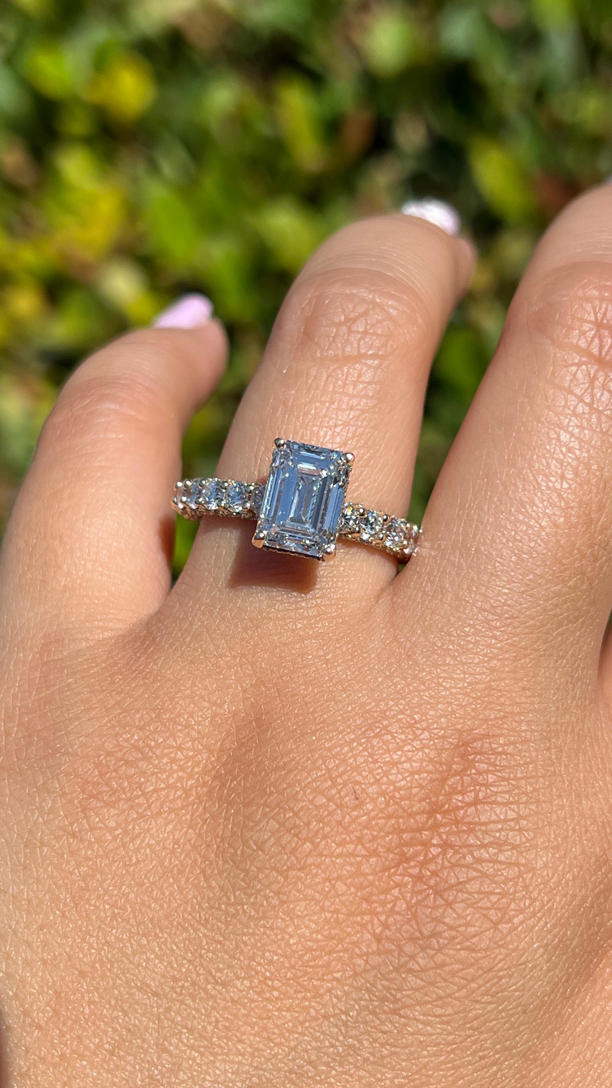 Christi 3.07ct E-VS1 Emerald Cut Lab Grown Diamond Engagement Ring 14K Gold