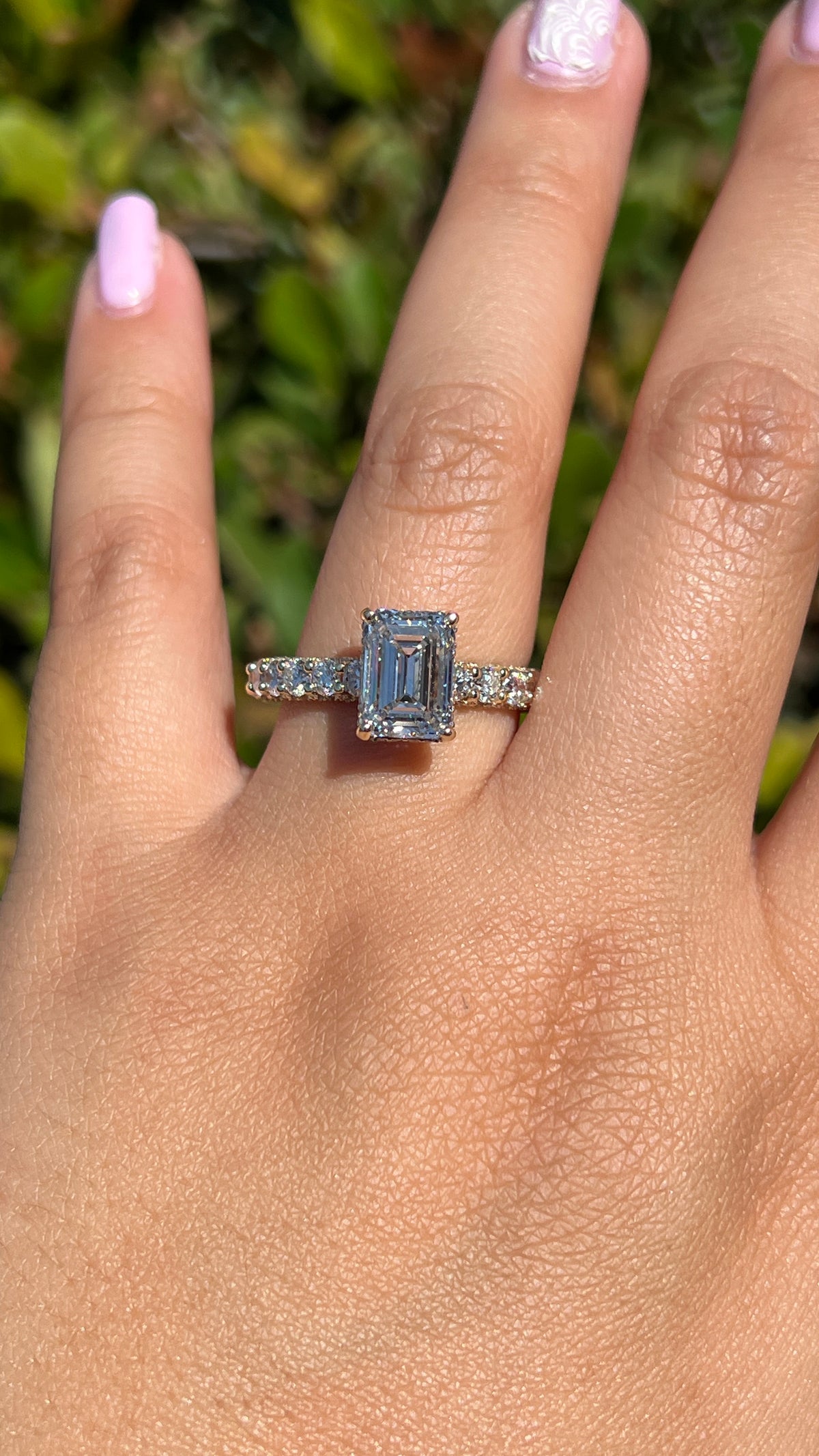 Christi 3.07ct E-VS1 Emerald Cut Lab Grown Diamond Engagement Ring 14K Gold