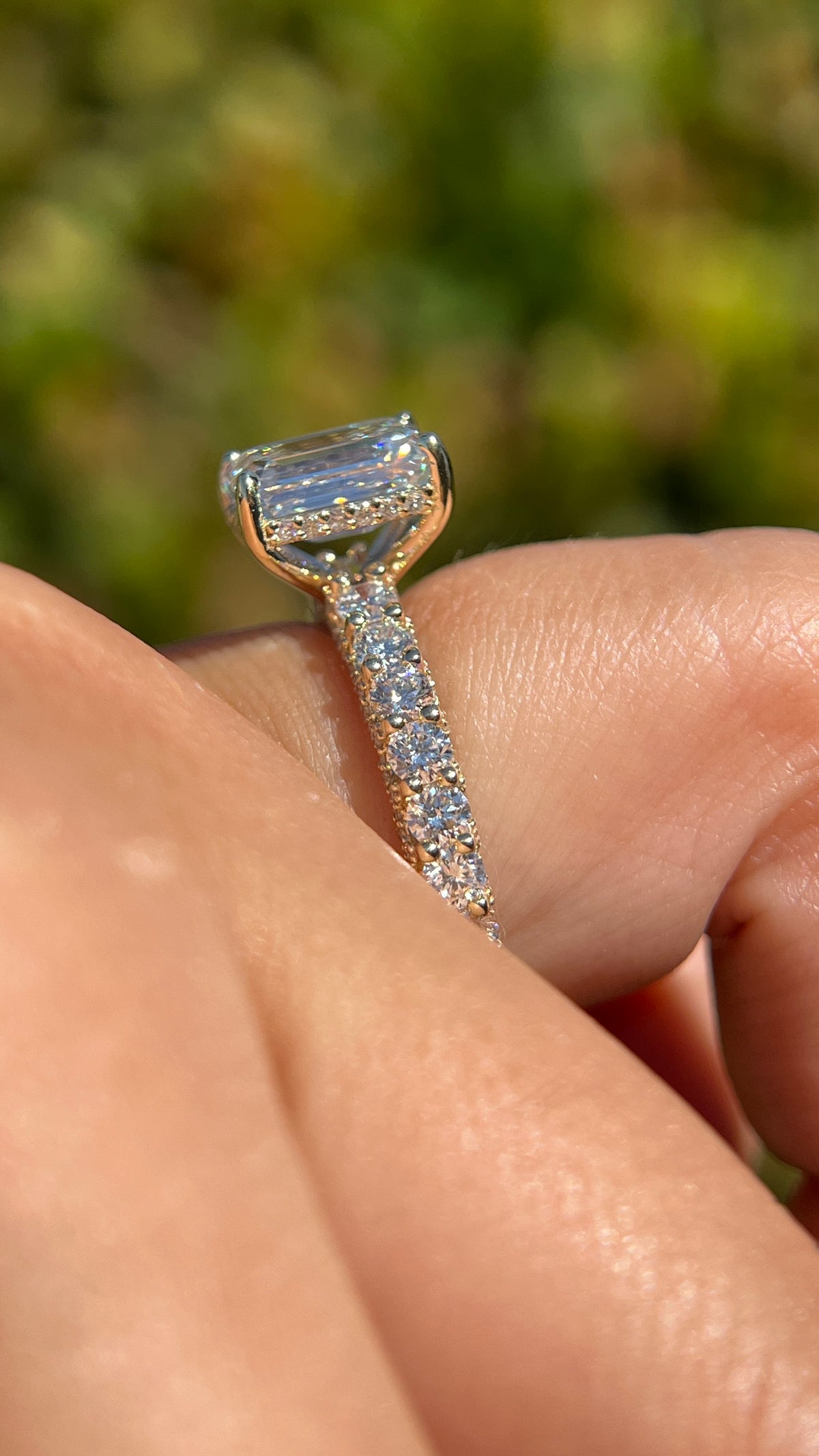 Christi 3.07ct E-VS1 Emerald Cut Lab Grown Diamond Engagement Ring 14K Gold