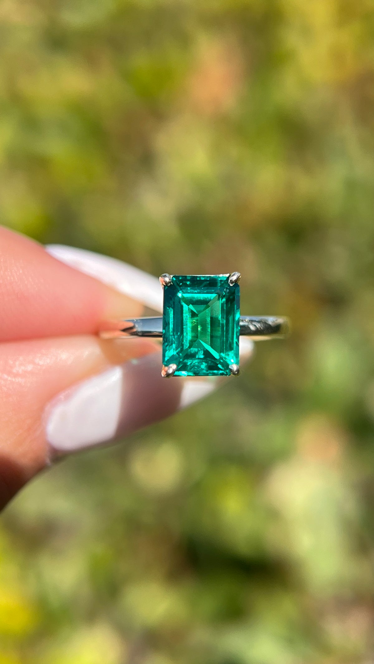 Sophi 2.00ct Chatham Emerald Lab Grown Engagement Ring 14K Gold