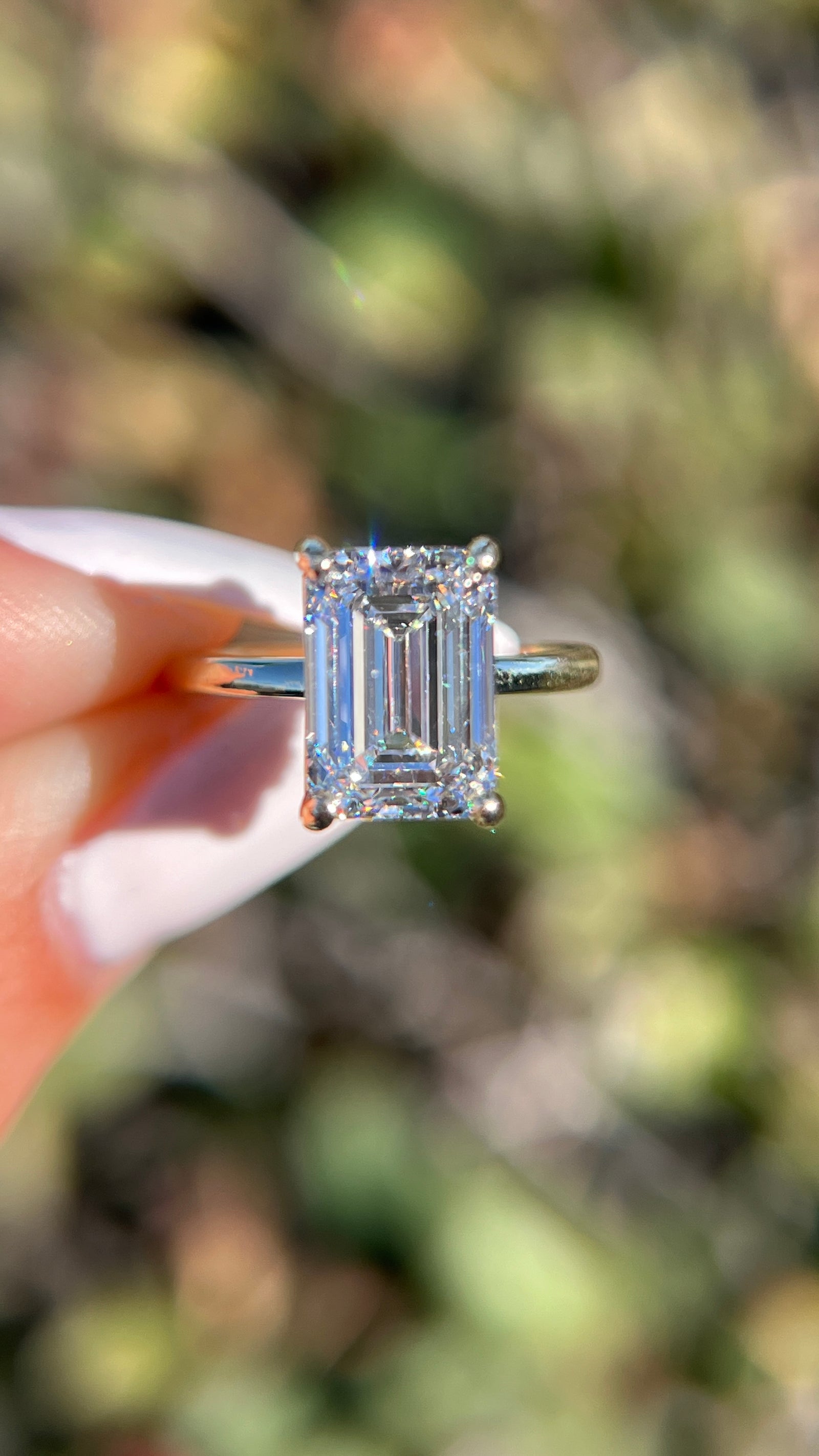 Sophi 3.76ct E-VS1 Emerald Cut Lab Grown Diamond Engagement Ring 14K Gold