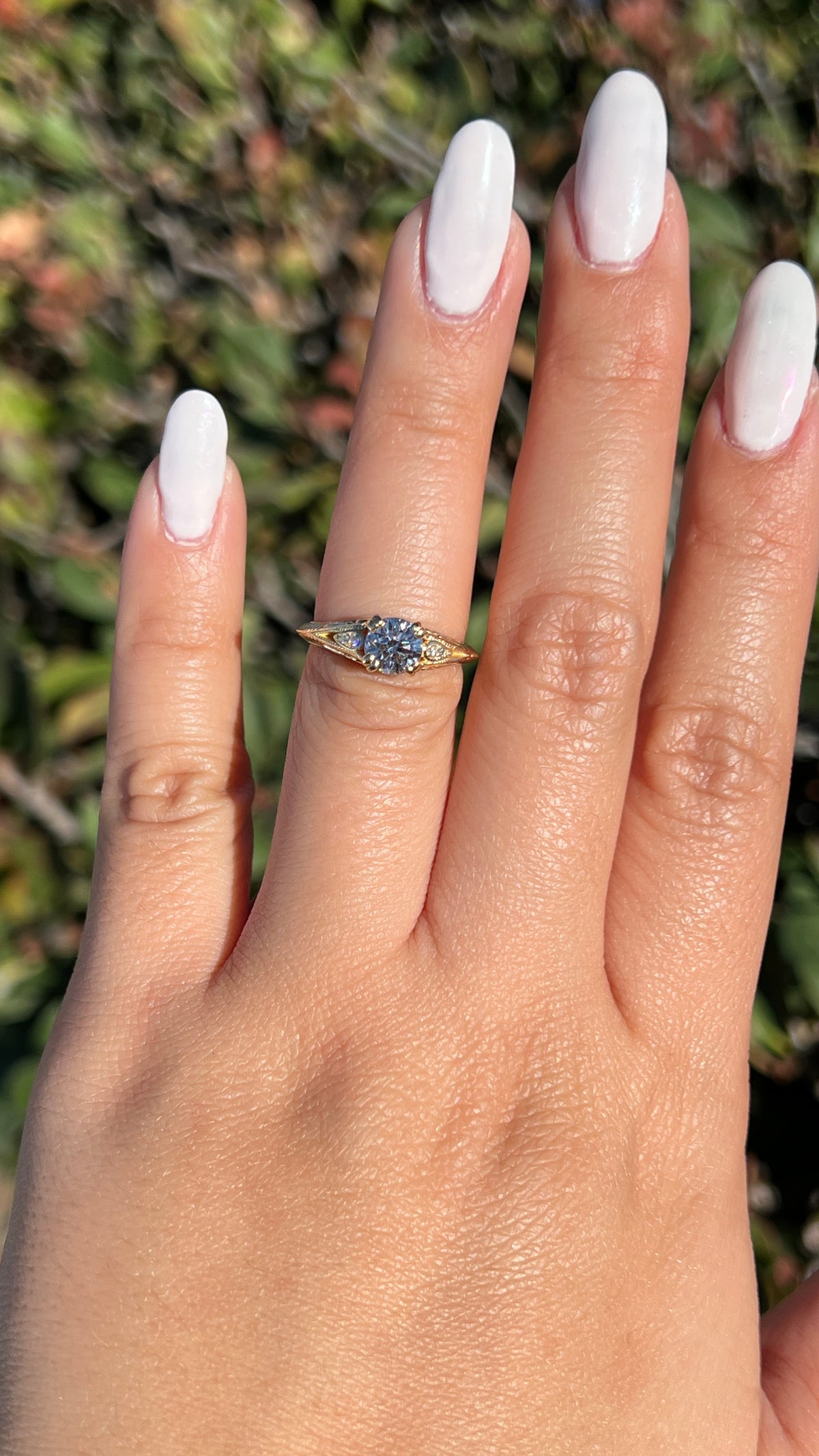 Rose 0.70ct E-SI1 Round Cut Lab Grown Diamond Engagement Ring 14K Gold