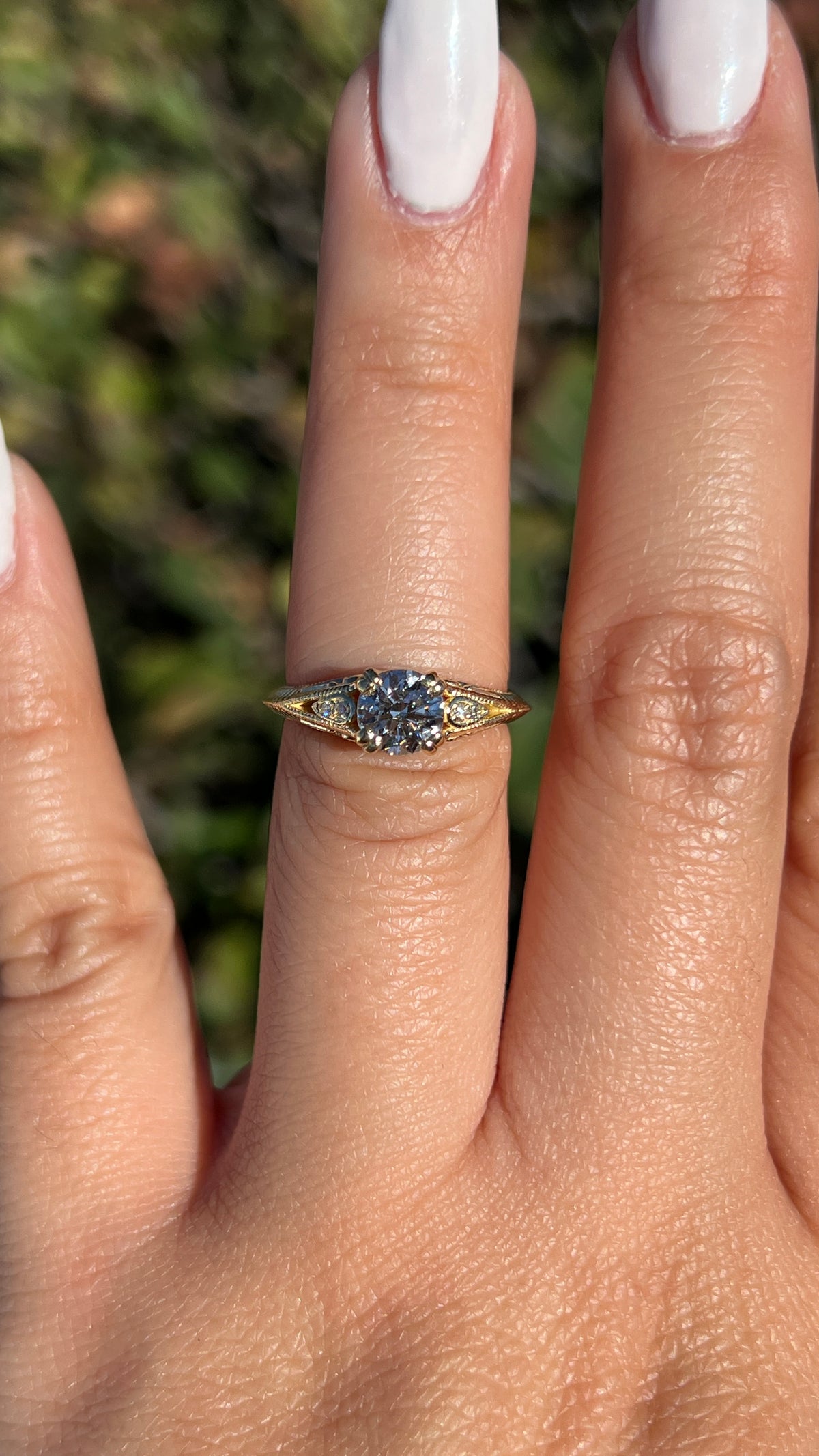 Rose 0.70ct E-SI1 Round Cut Lab Grown Diamond Engagement Ring 14K Gold