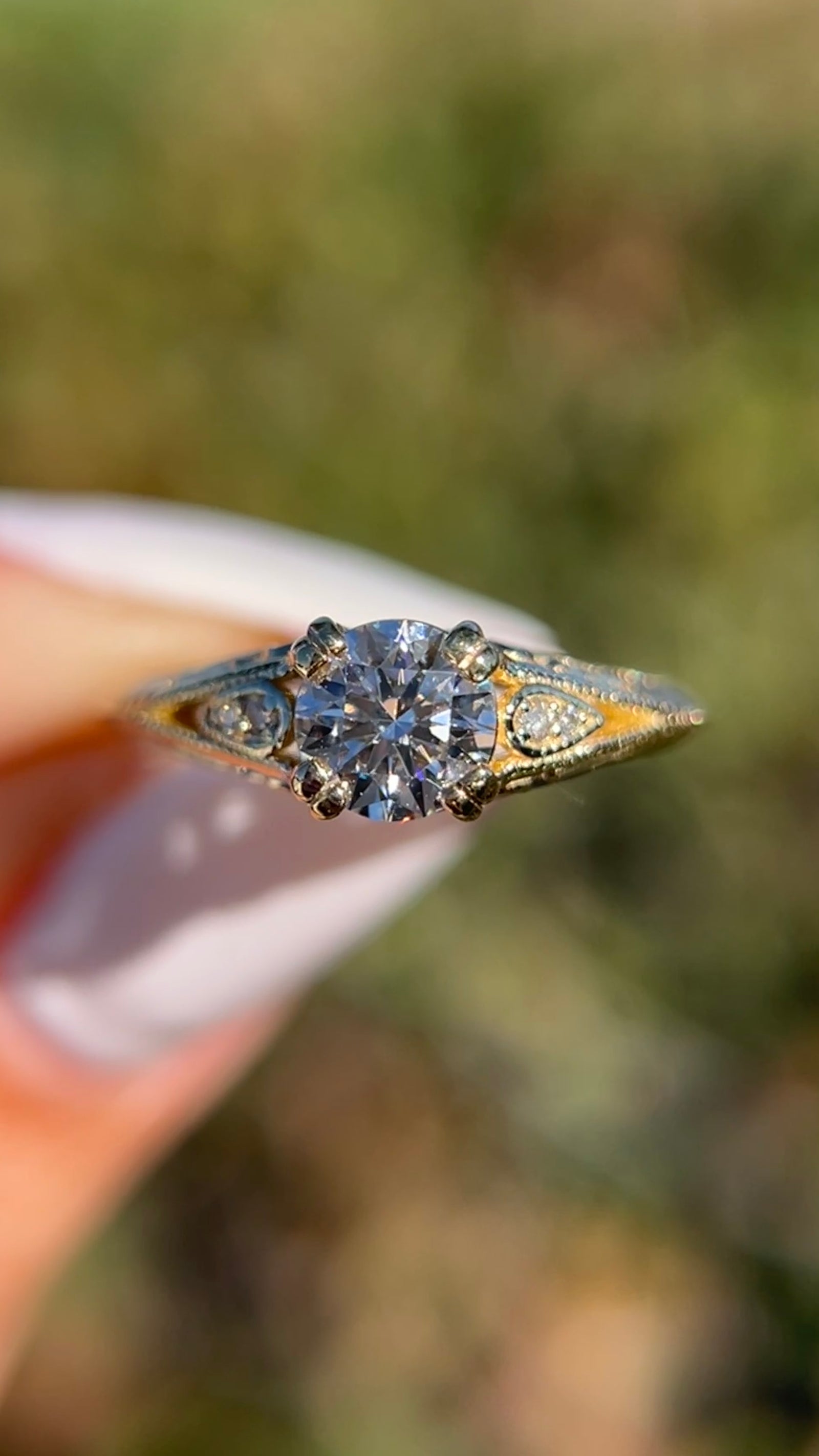 Rose 0.70ct E-SI1 Round Cut Lab Grown Diamond Engagement Ring 14K Gold