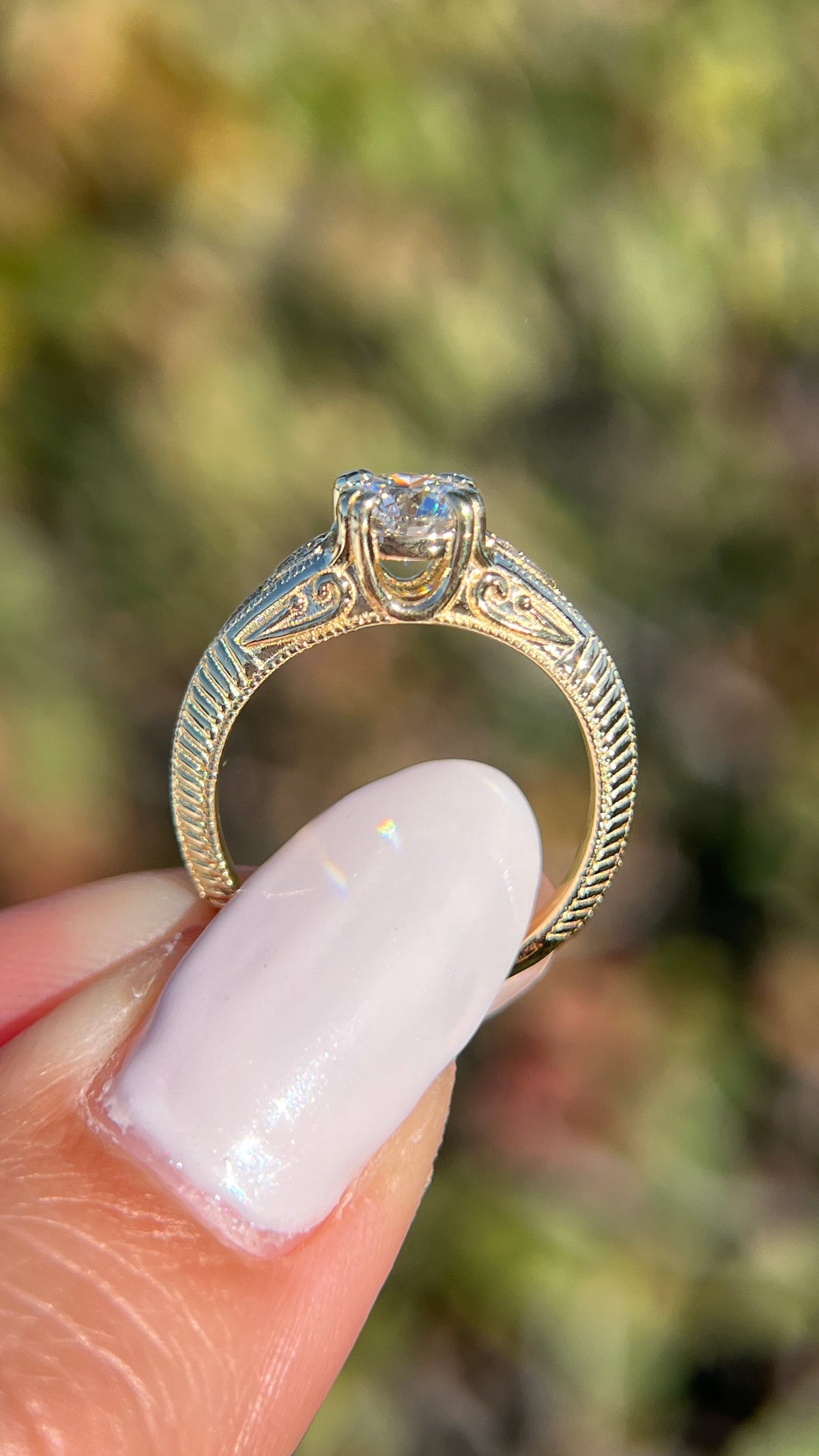 Rose 0.70ct E-SI1 Round Cut Lab Grown Diamond Engagement Ring 14K Gold