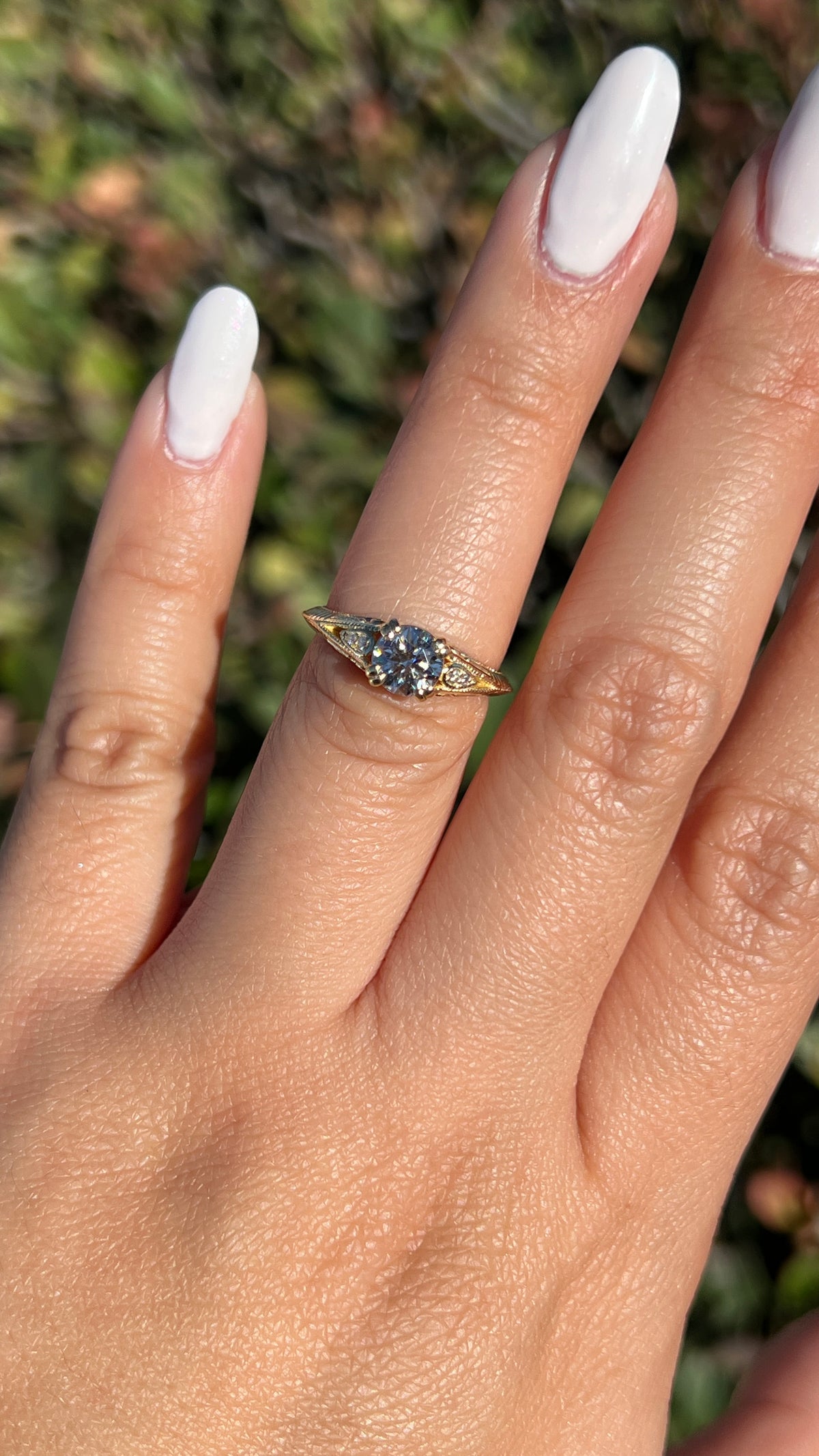 Rose 0.70ct E-SI1 Round Cut Lab Grown Diamond Engagement Ring 14K Gold