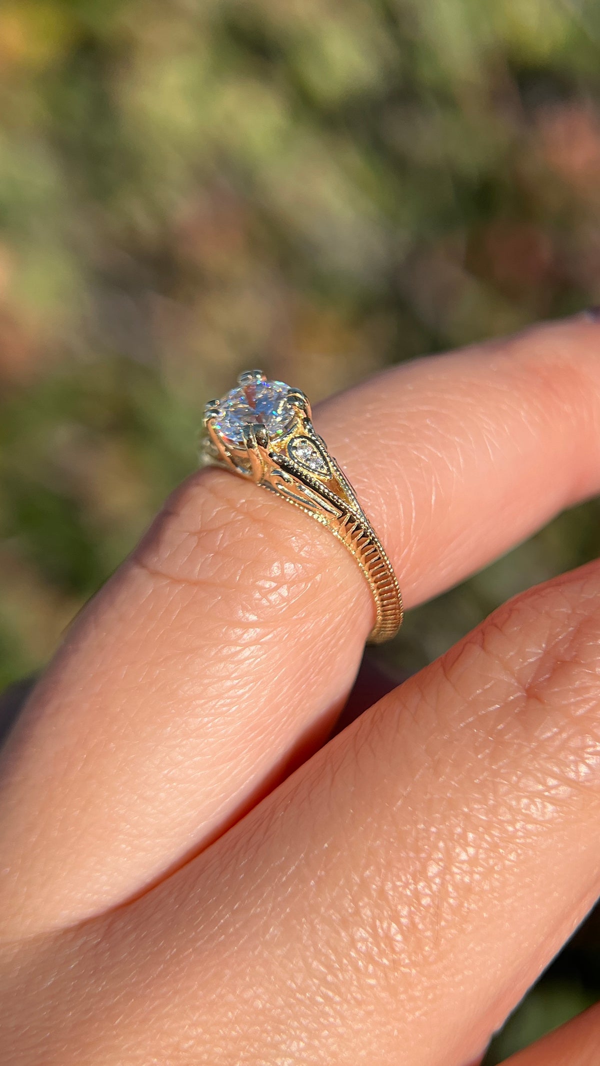 Rose 0.70ct E-SI1 Round Cut Lab Grown Diamond Engagement Ring 14K Gold