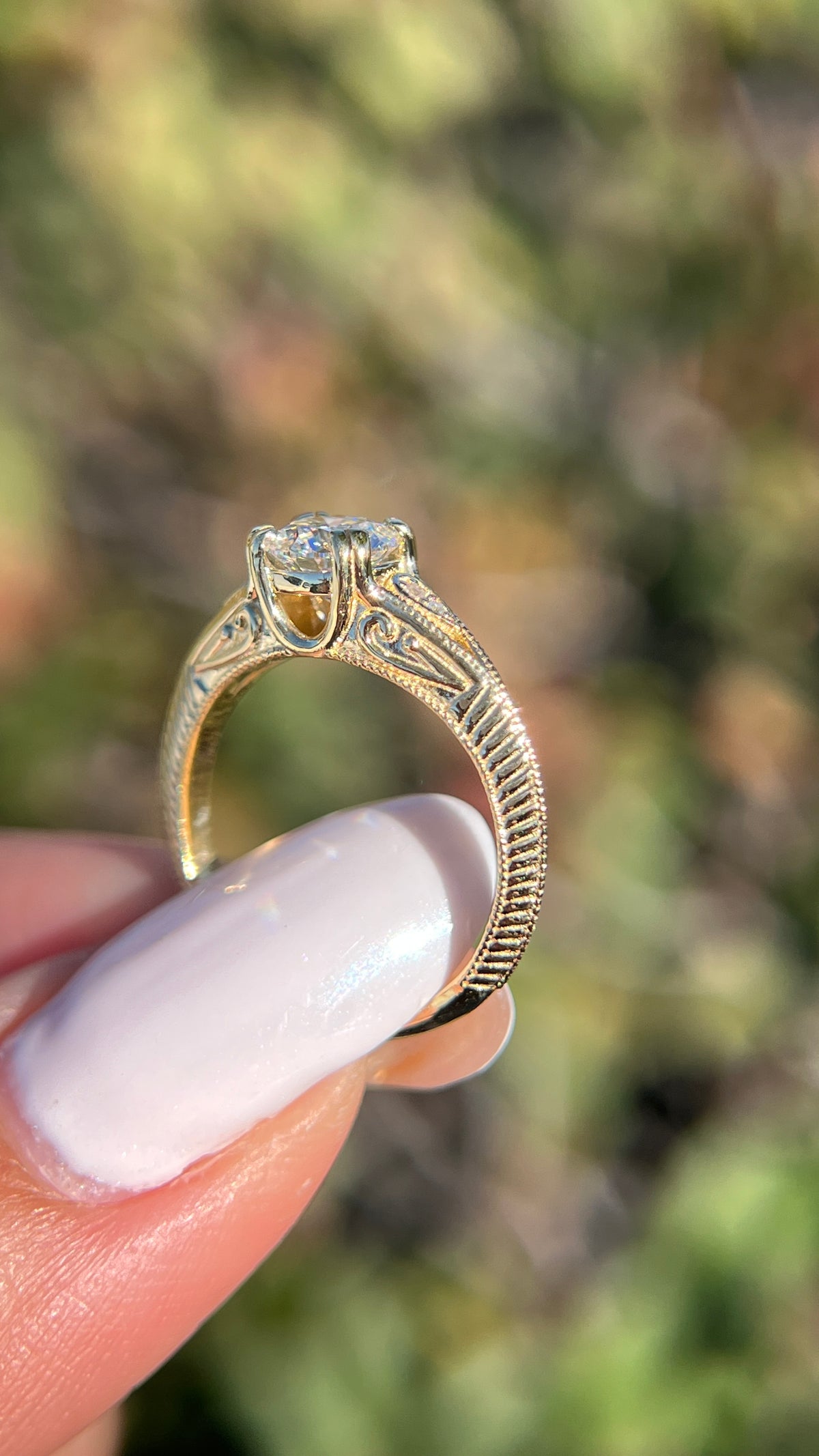 Rose 0.70ct E-SI1 Round Cut Lab Grown Diamond Engagement Ring 14K Gold