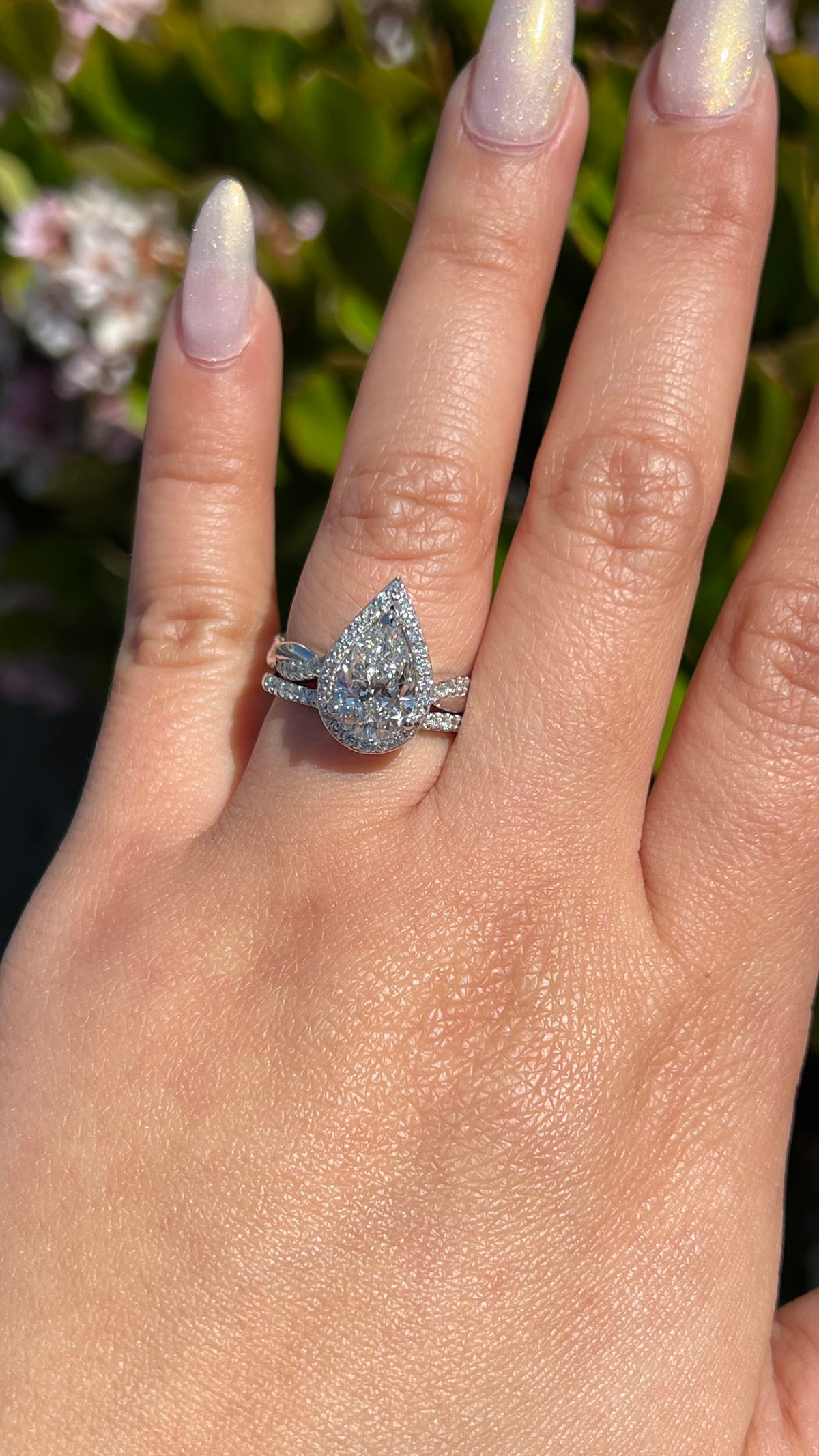 Lena Halo 2.07ct F-VS1 Pear Cut Lab Grown Diamond Engagement Ring 14K Gold