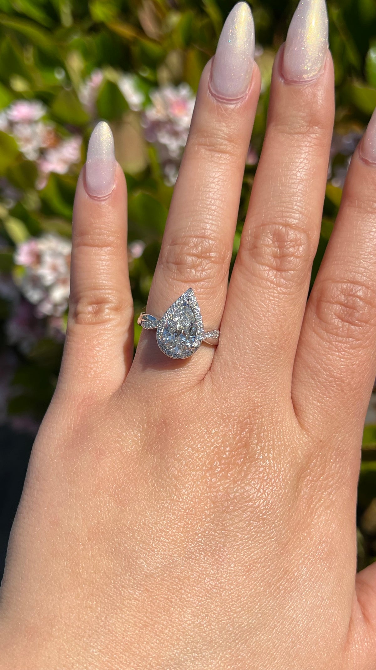 Lena Halo 2.07ct F-VS1 Pear Cut Lab Grown Diamond Engagement Ring 14K Gold