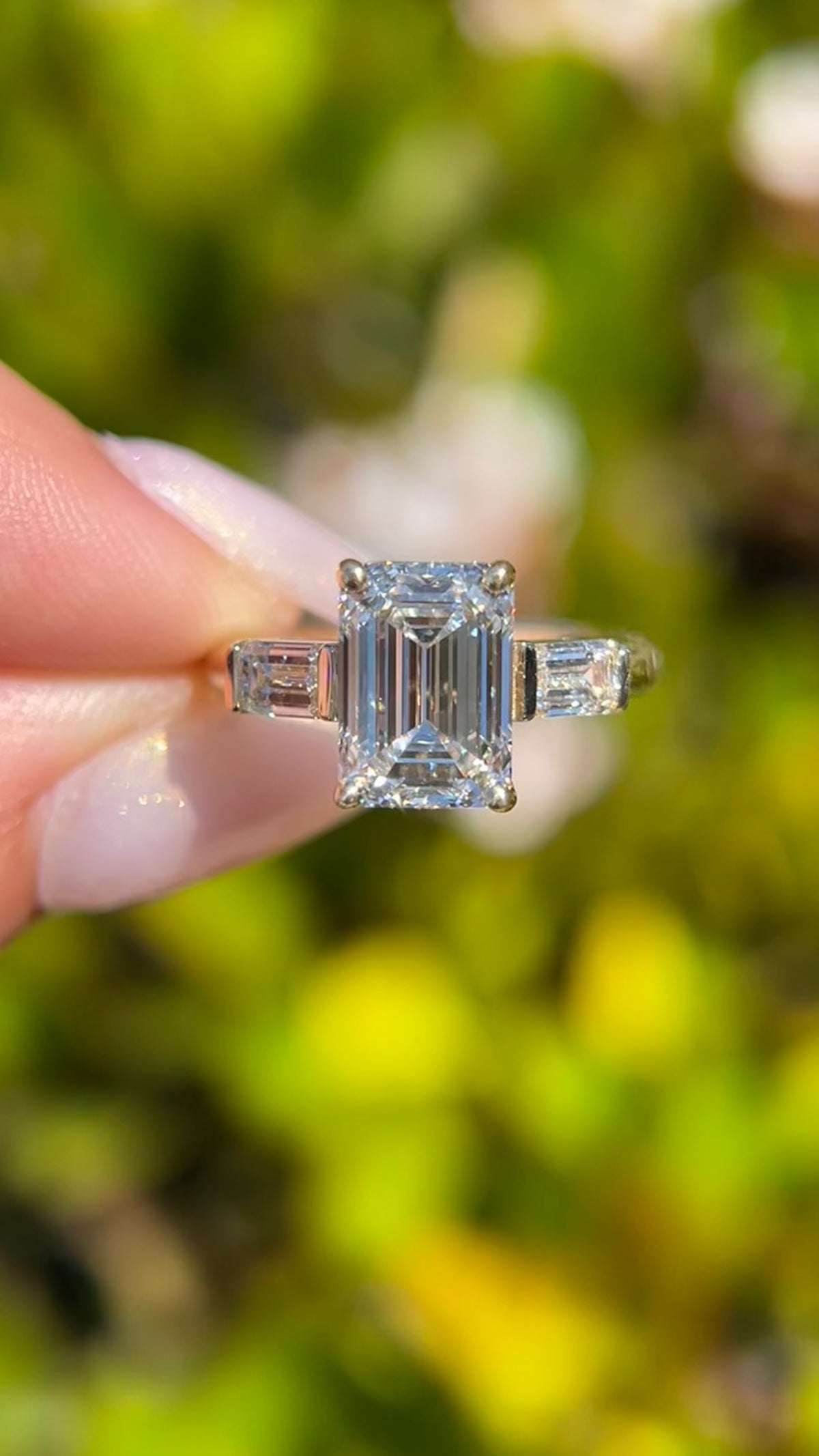 Everly 3.58ct E-VS1 Emerald Cut Lab Grown Diamond Engagement Ring 14K Gold