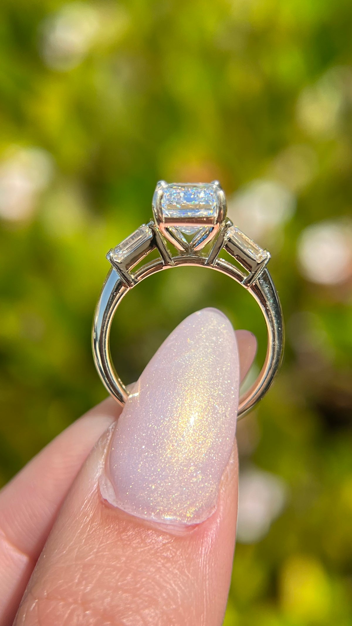 Everly 3.58ct E-VS1 Emerald Cut Lab Grown Diamond Engagement Ring 14K Gold