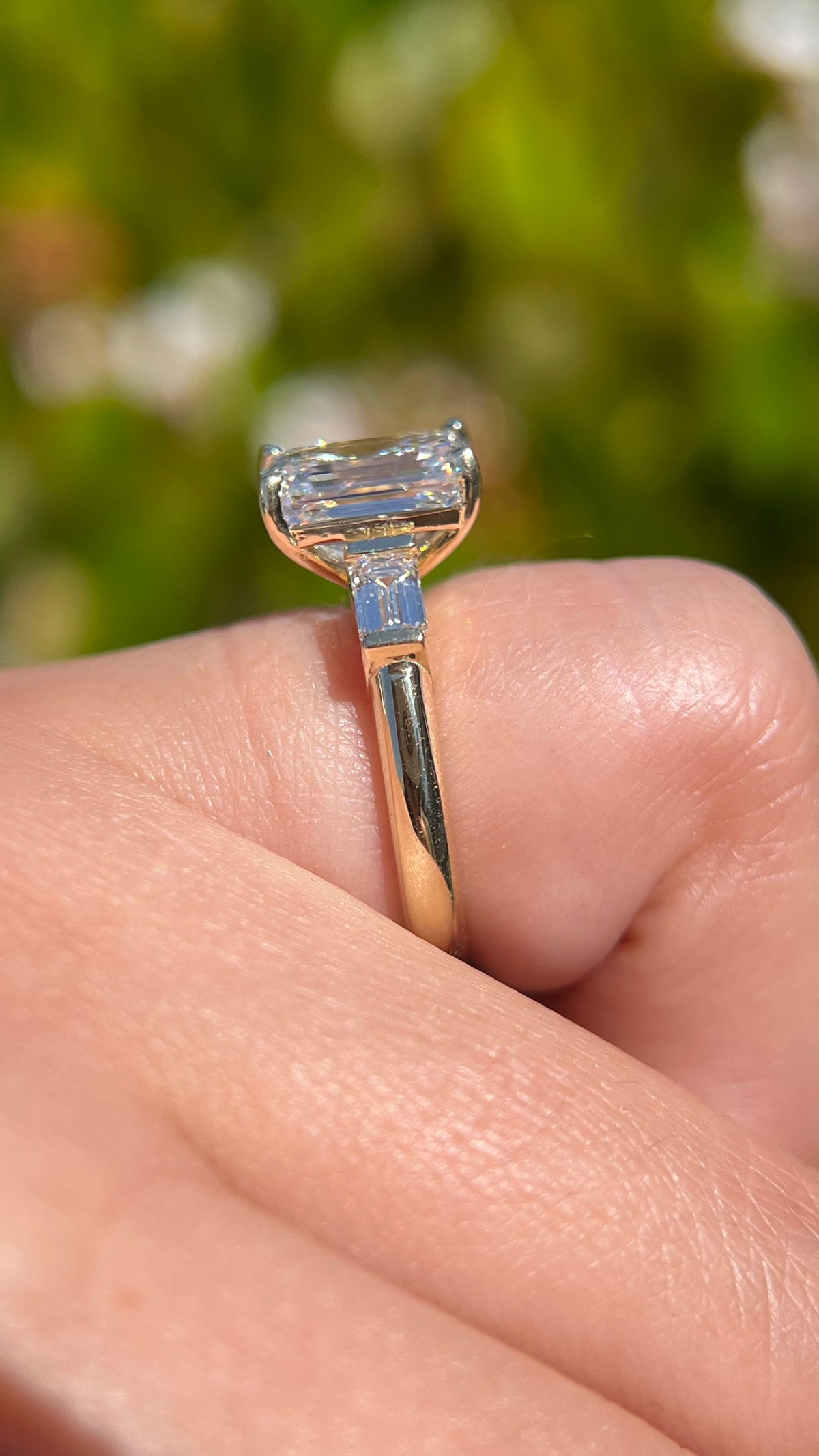 Everly 3.58ct E-VS1 Emerald Cut Lab Grown Diamond Engagement Ring 14K Gold