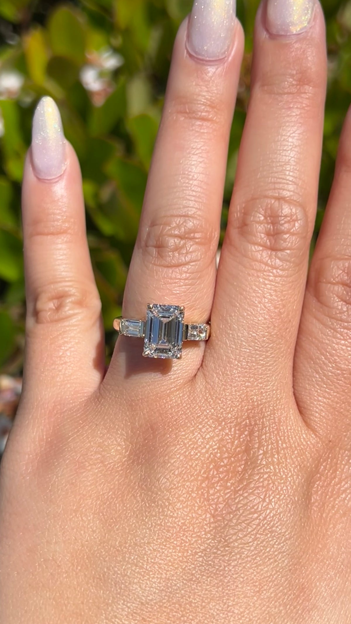 Everly 3.58ct E-VS1 Emerald Cut Lab Grown Diamond Engagement Ring 14K Gold