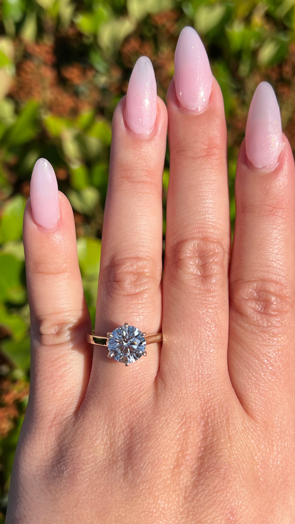 Ashlee 3.01ct E-VS1 Round Cut Lab Grown Diamond Engagement Ring 14K Gold