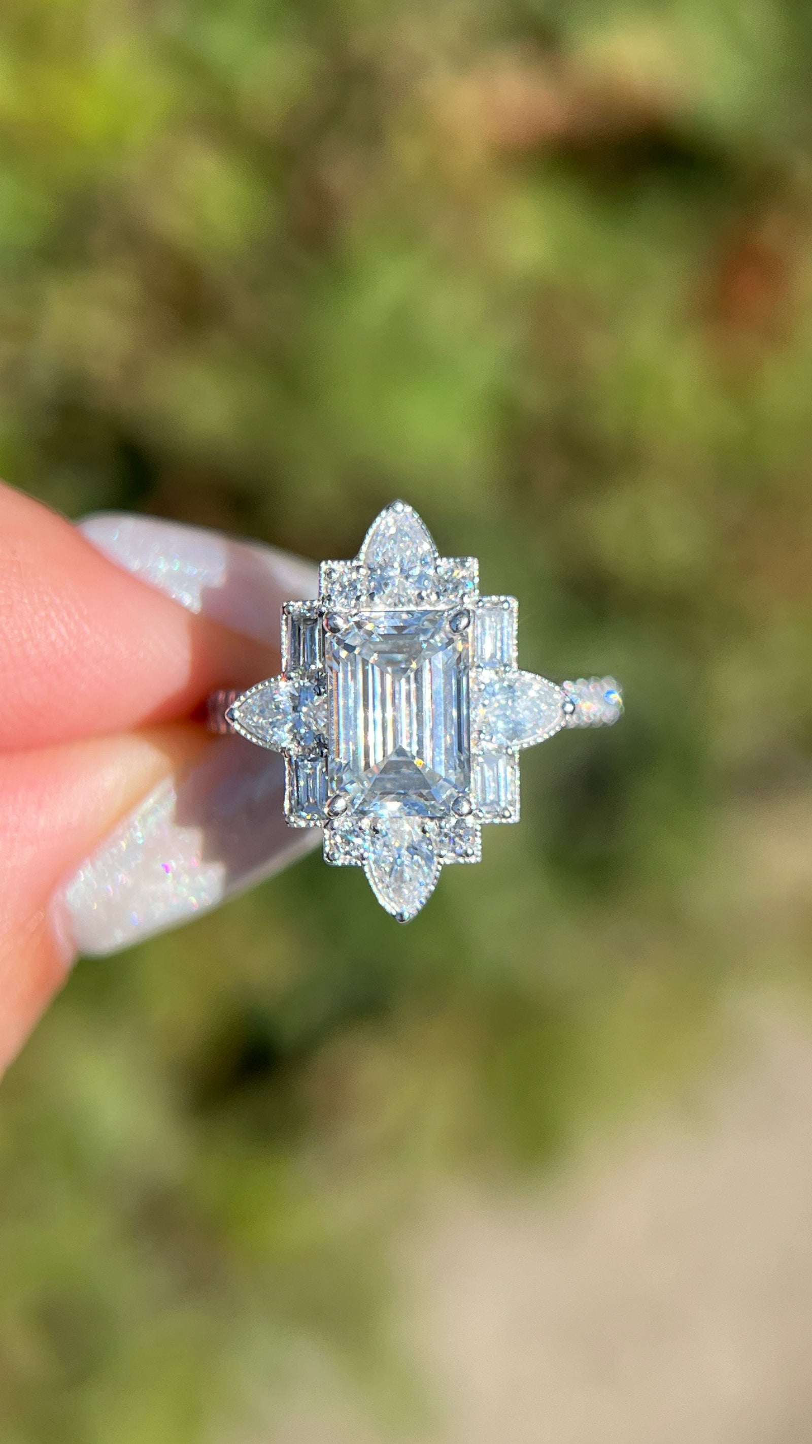 Evelyn 2.41ct E-VS1 Emerald Cut Lab Grown Diamond Engagement Ring 14K Gold