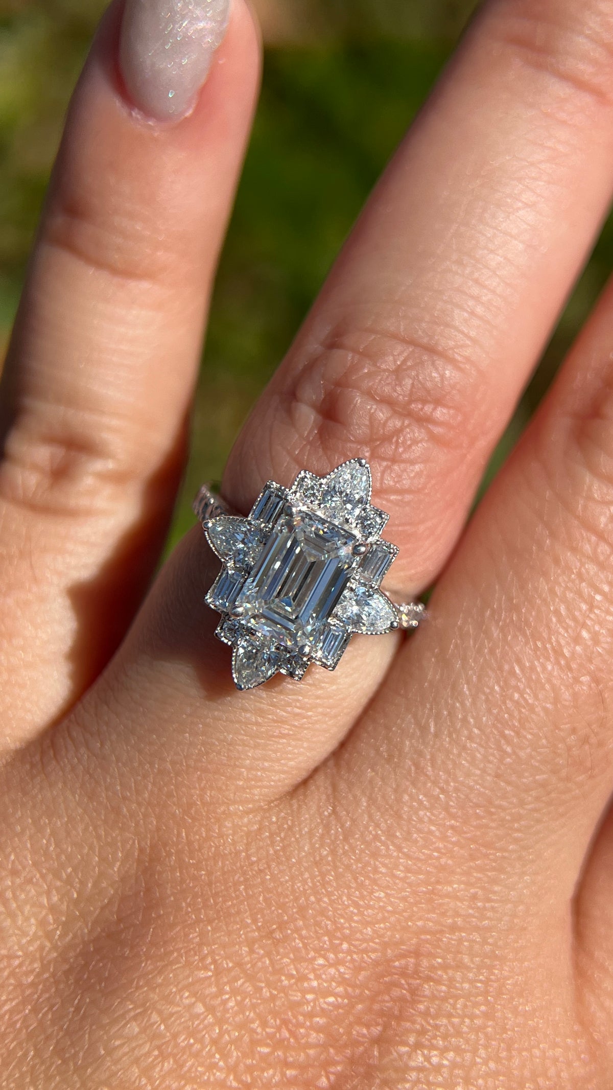 Evelyn 2.41ct E-VS1 Emerald Cut Lab Grown Diamond Engagement Ring 14K Gold