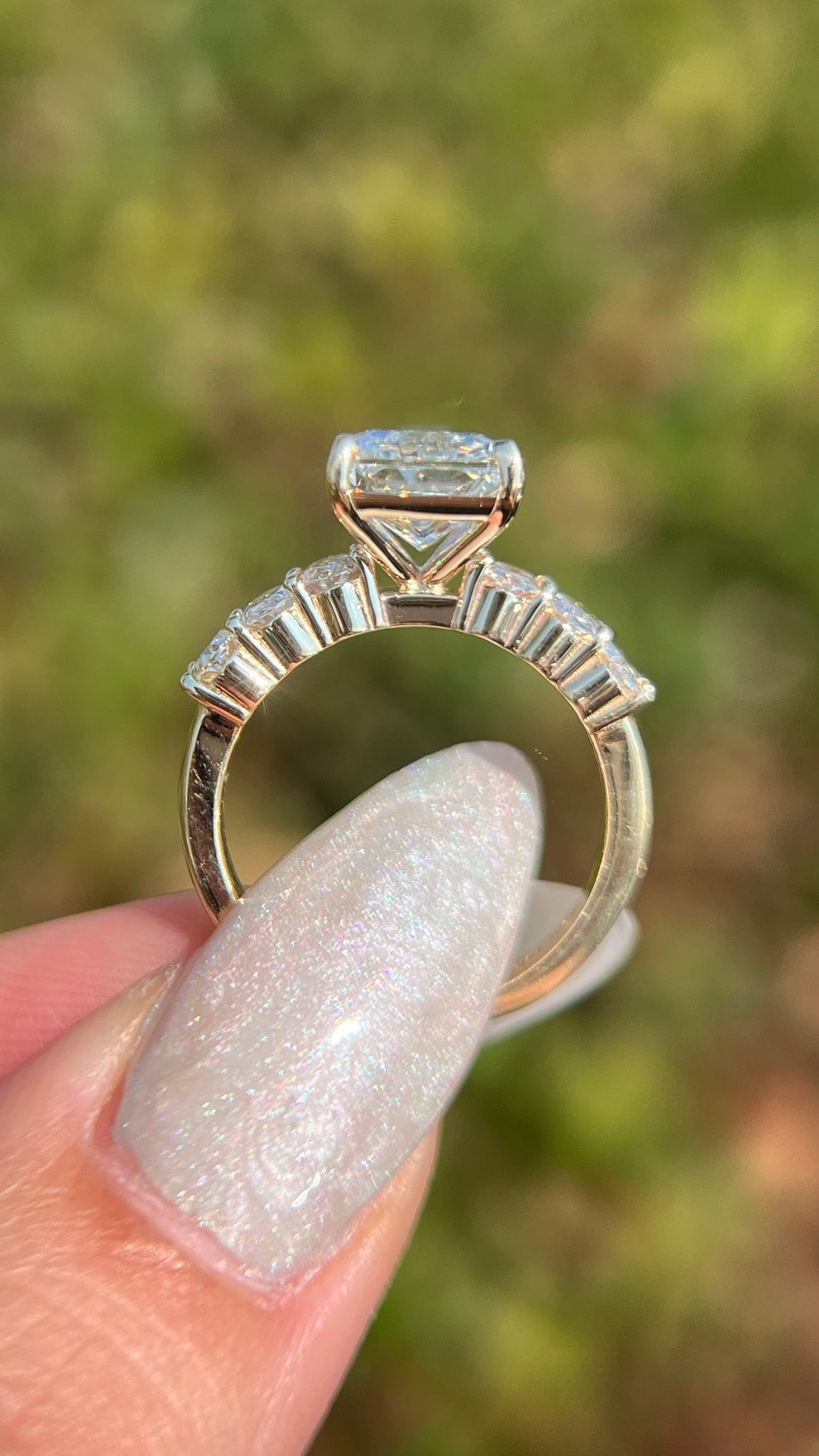 Olivia 3.52ct E-VS1 Radiant Cut Lab Grown Diamond Engagement Ring 14K Gold