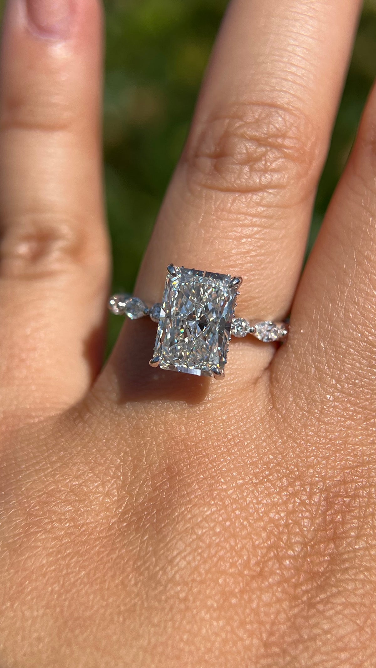 Mari 3.87ct E-VS1 Radiant Cut Lab Grown Diamond Engagement Ring 14K Gold