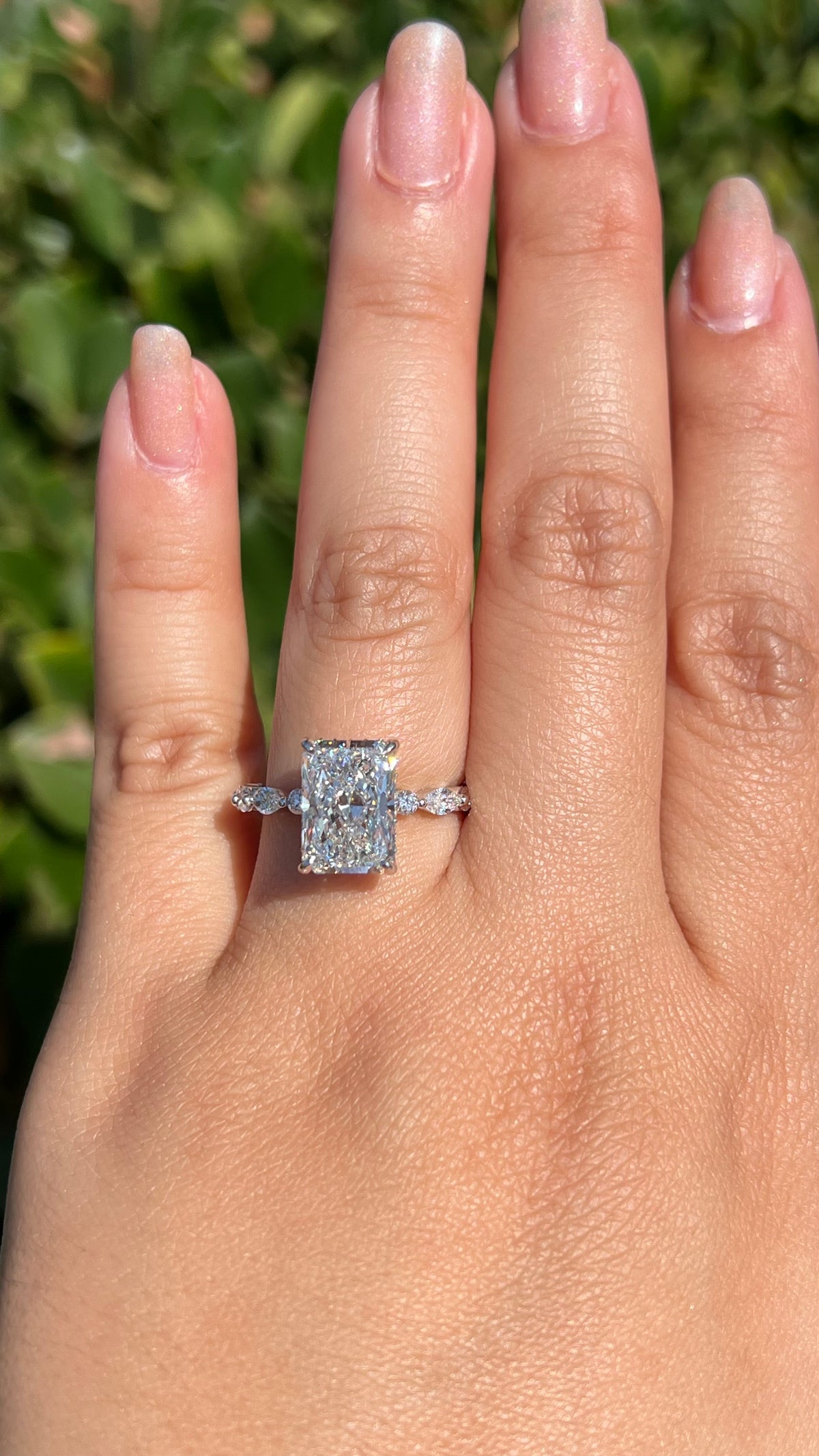 Mari 3.87ct E-VS1 Radiant Cut Lab Grown Diamond Engagement Ring 14K Gold