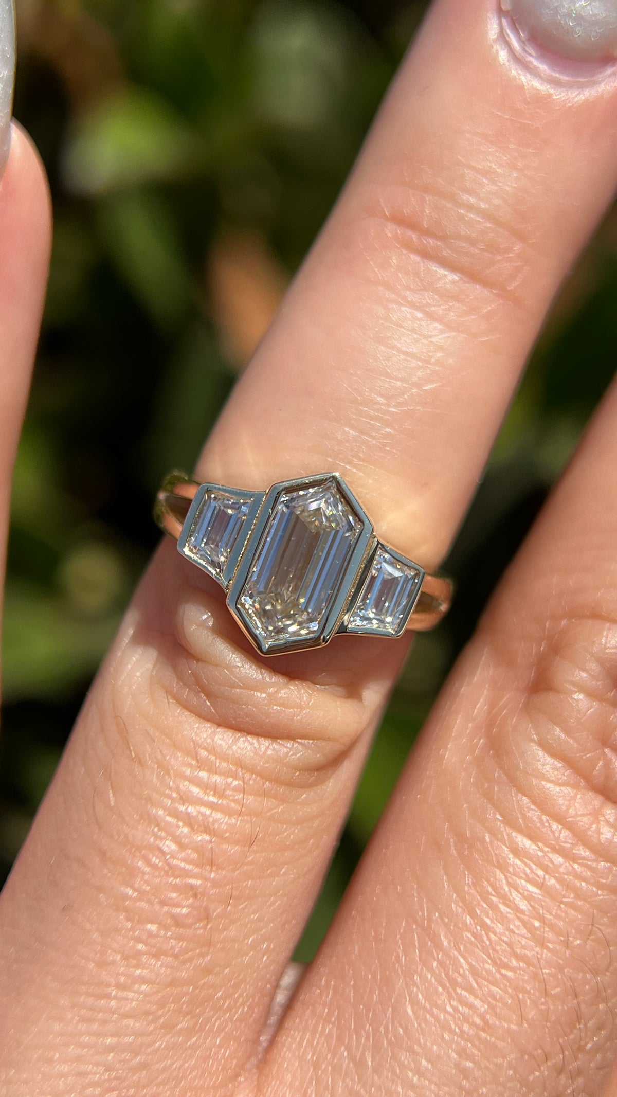 Hailey 1.57ct E-VVS2 Hexagon Cut Lab Grown Diamond Engagement Ring 14K Gold