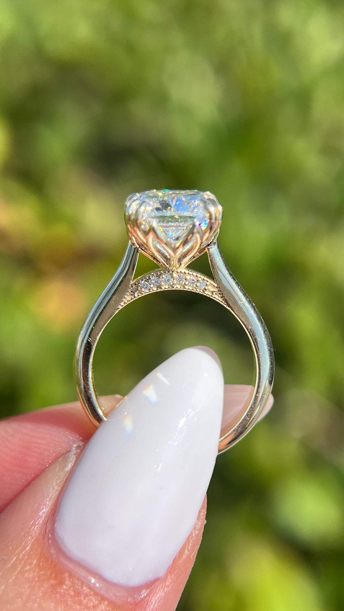 Anya 4.10ct E-VS1 Cushion Cut Lab Grown Diamond Engagement Ring 14K Gold