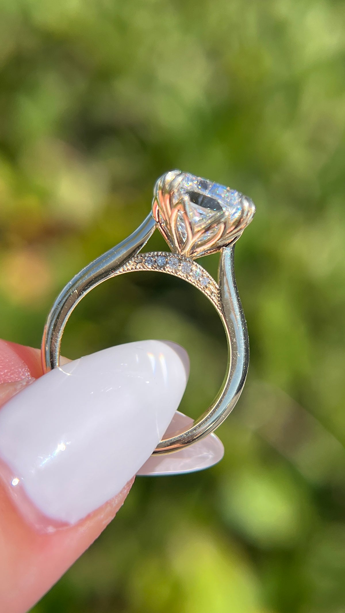 Anya 4.10ct E-VS1 Cushion Cut Lab Grown Diamond Engagement Ring 14K Gold