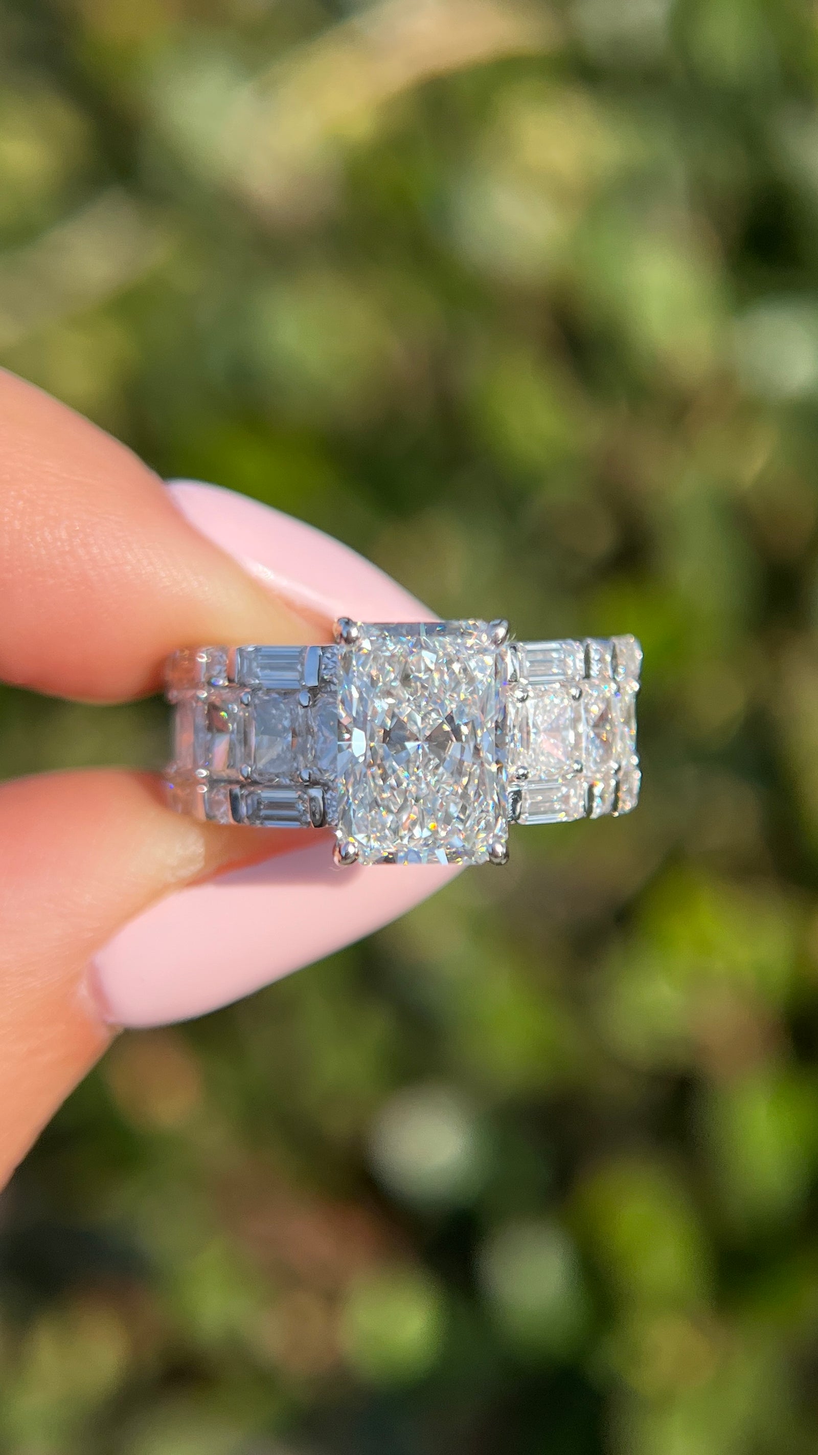 Debi 4.09ct E-VS1 Radiant Cut Lab Grown Diamond Engagement Ring 14K Gold