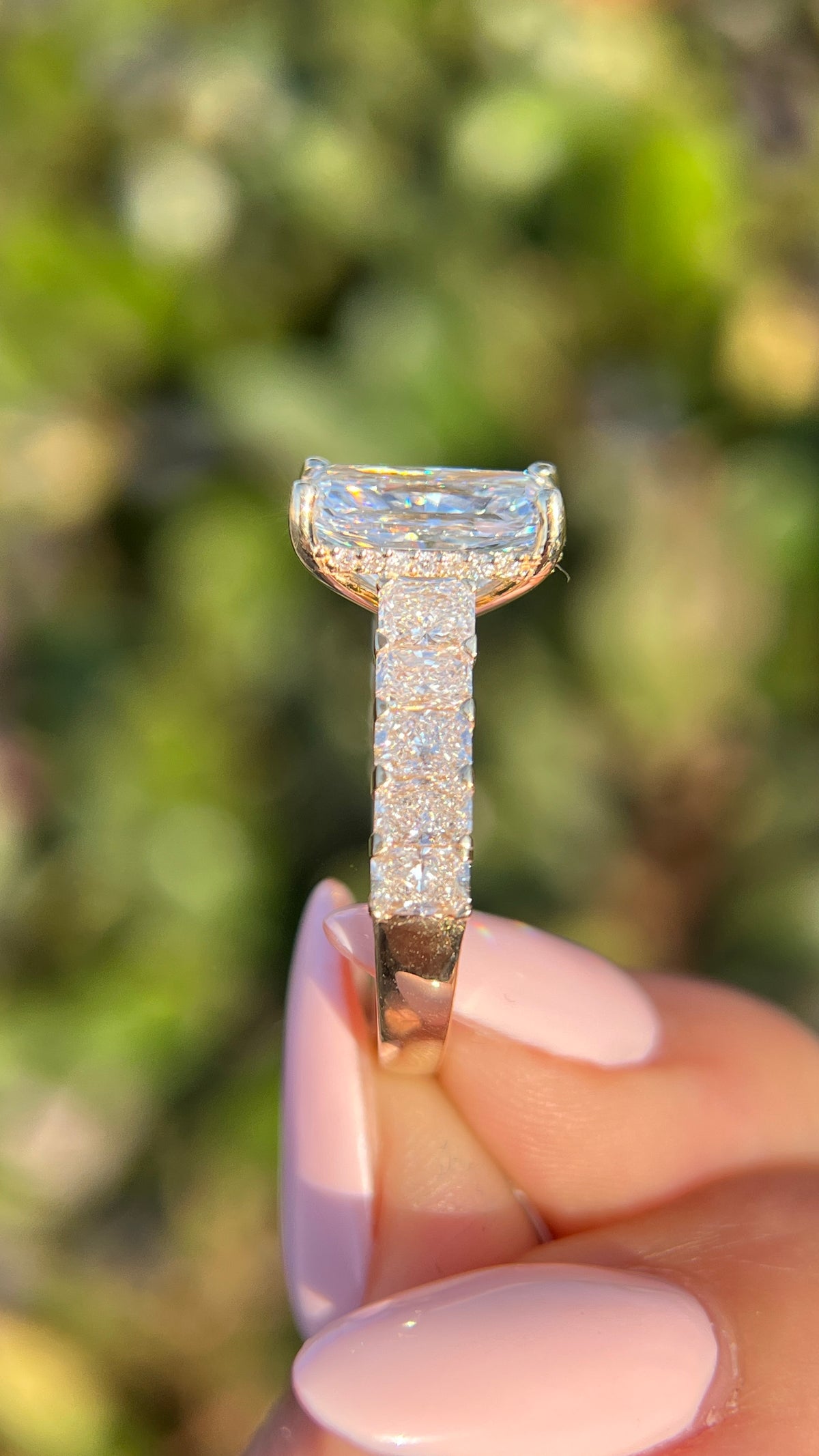 Remi 4.09ct E-VS1 Radiant Cut Lab Grown Diamond Engagement Ring 14K Gold