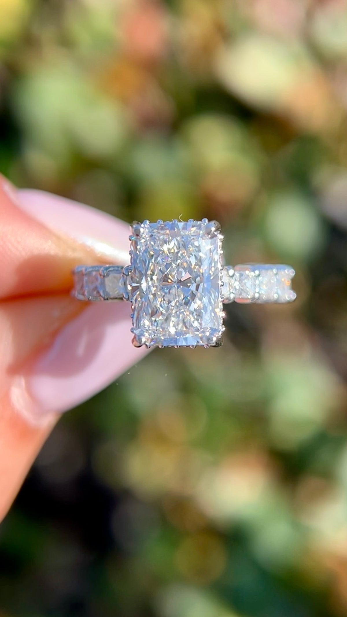 Camille 3.87ct E-VS1 Radiant Cut Lab Grown Diamond Engagement Ring 14K Gold