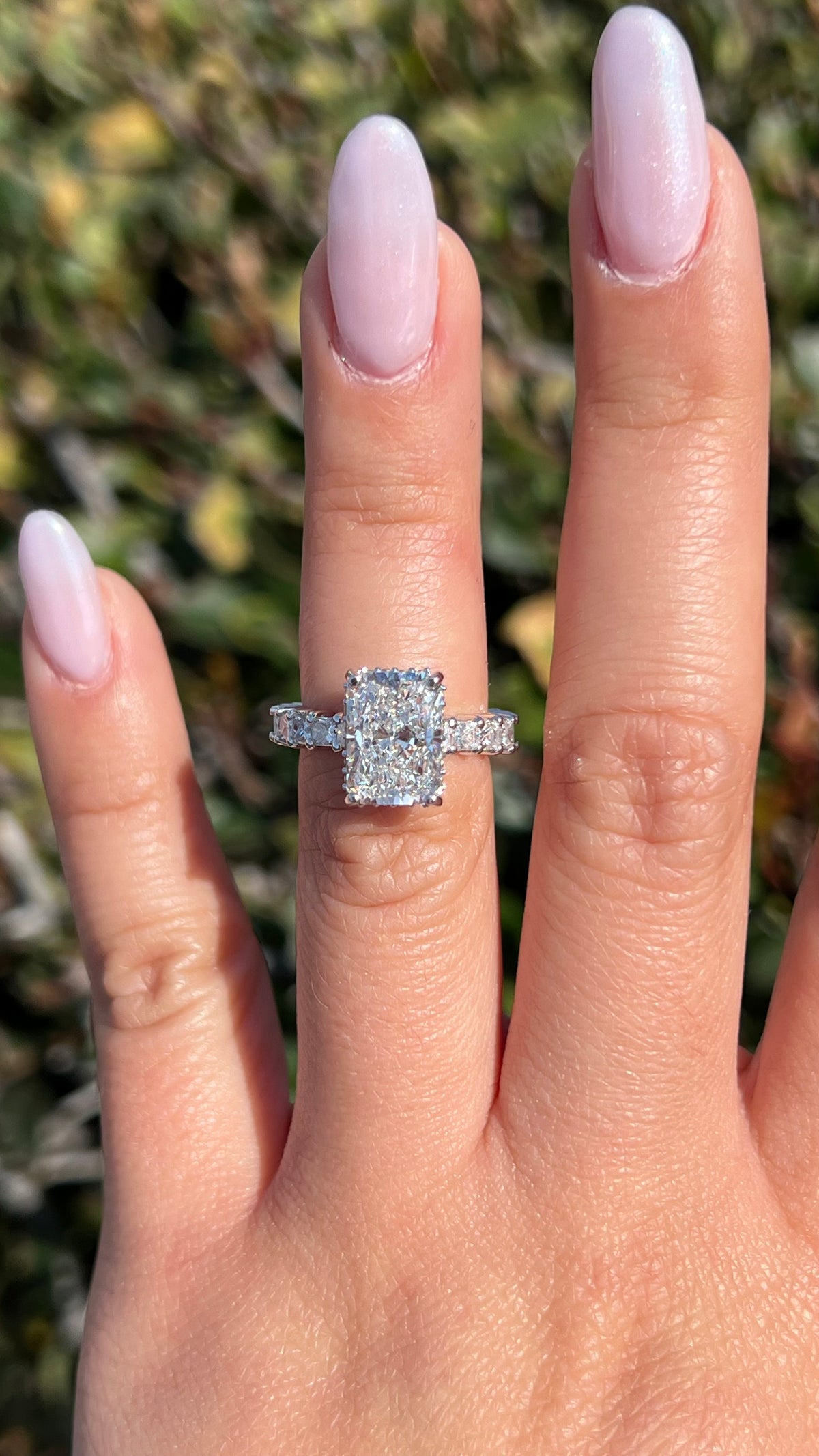 Camille 3.87ct E-VS1 Radiant Cut Lab Grown Diamond Engagement Ring 14K Gold