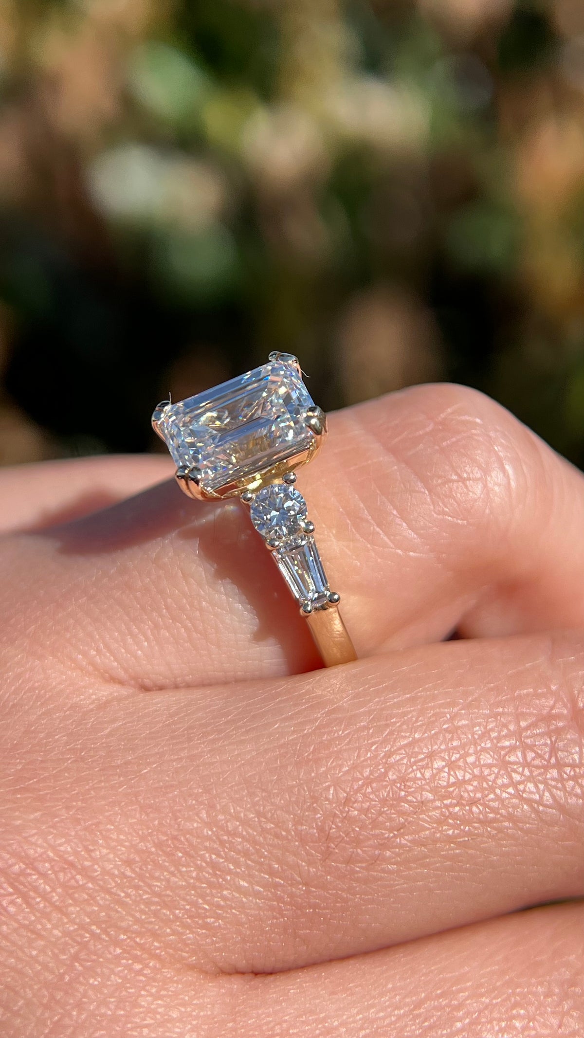 Emma 3.51ct F-VS1 Emerald Cut Lab Grown Diamond Engagement Ring 14K Gold