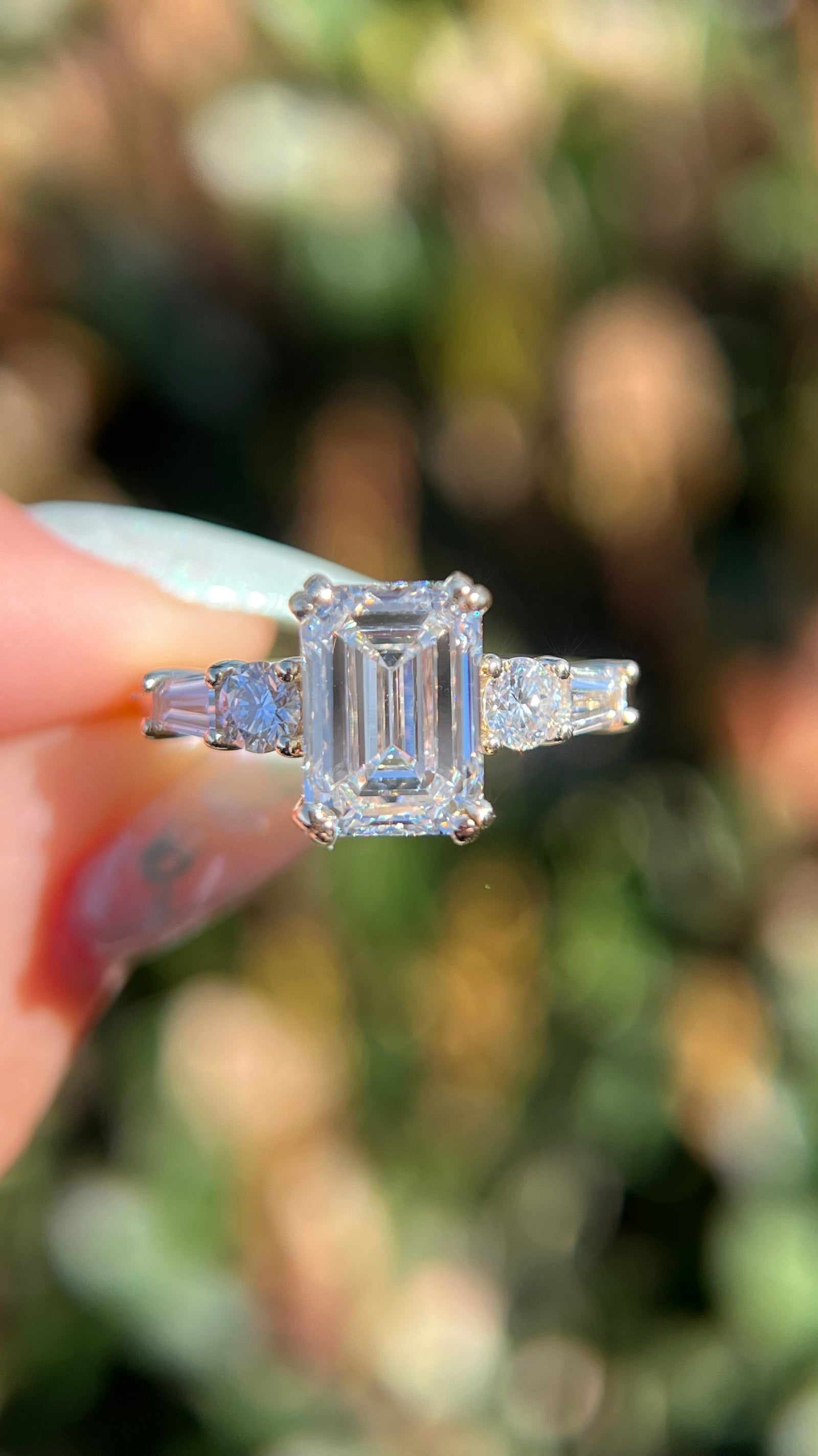Emma 3.51ct F-VS1 Emerald Cut Lab Grown Diamond Engagement Ring 14K Gold