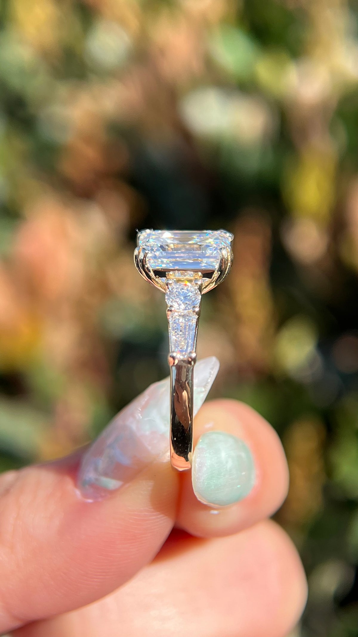 Emma 3.51ct F-VS1 Emerald Cut Lab Grown Diamond Engagement Ring 14K Gold