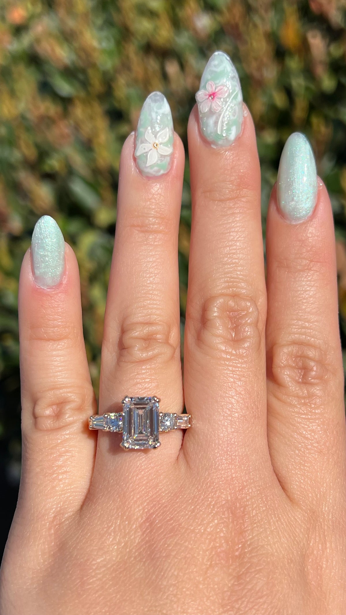 Emma 3.51ct F-VS1 Emerald Cut Lab Grown Diamond Engagement Ring 14K Gold