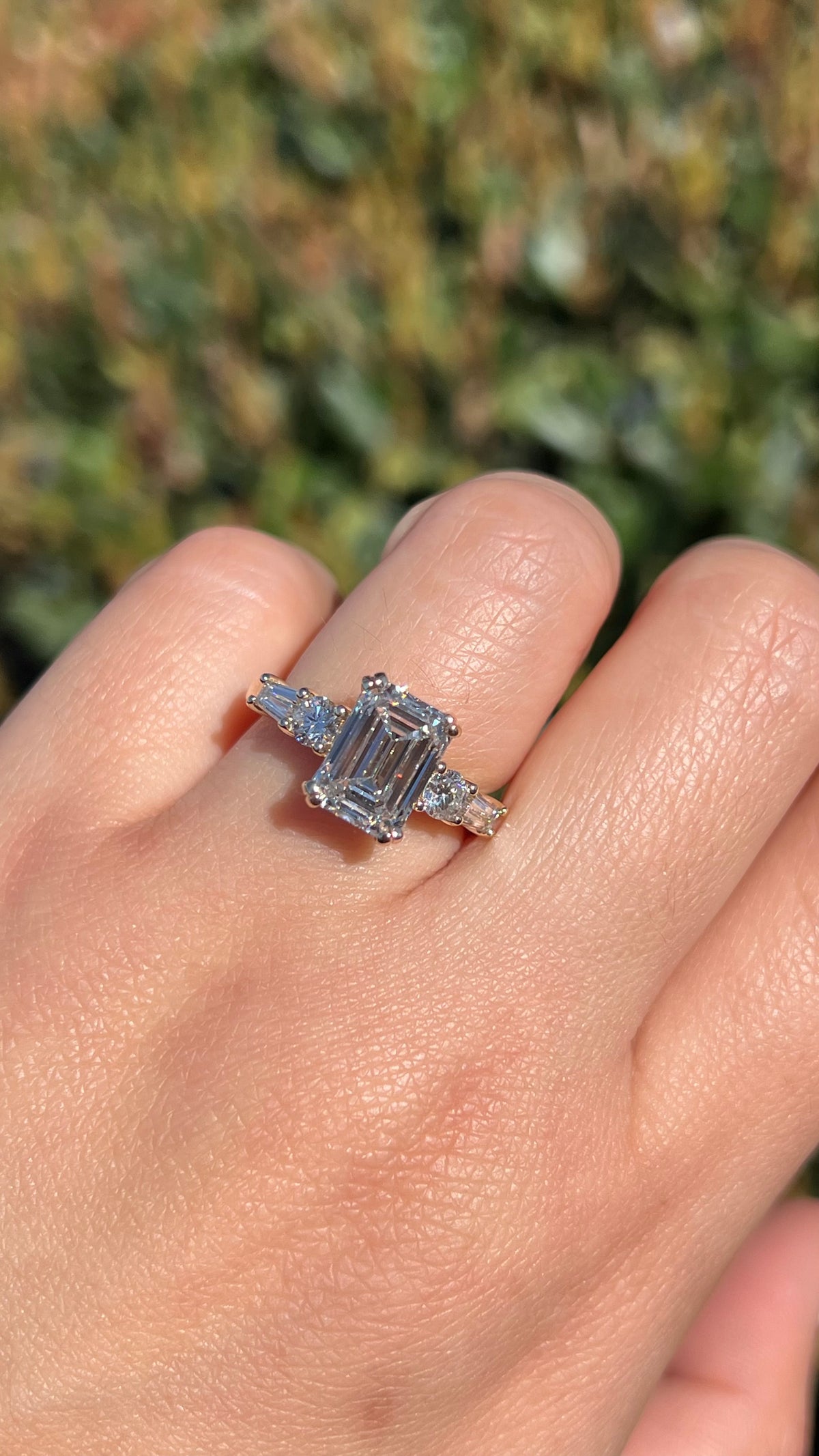 Emma 3.51ct F-VS1 Emerald Cut Lab Grown Diamond Engagement Ring 14K Gold