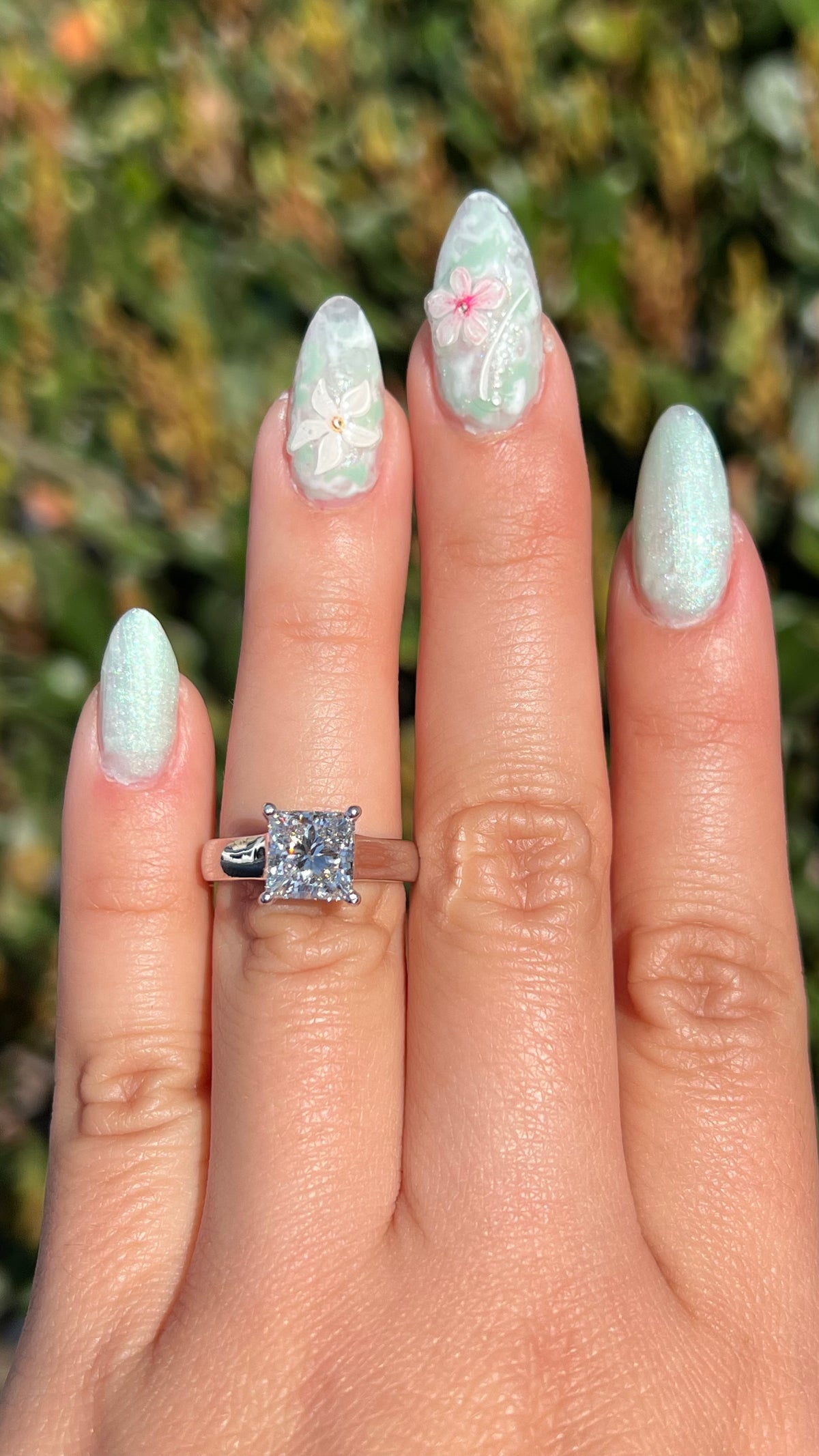 Ava (4mm) 2.32ct E-VS1 Princess Lab Diamond Engagement Ring 14K Gold