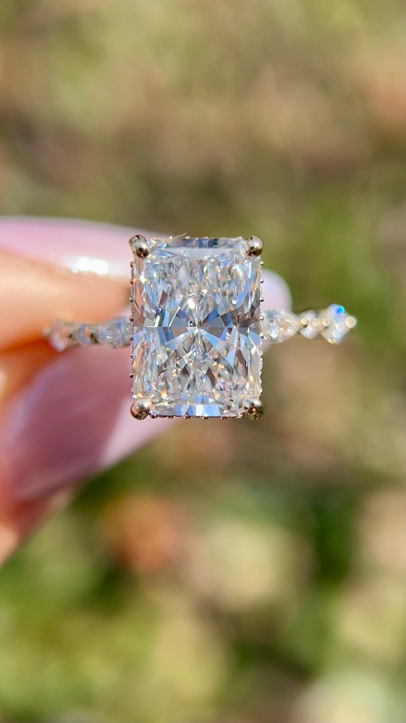 Myra 3.87ct E-VS1 Radiant Cut Lab Grown Diamond Engagement Ring 14K Gold