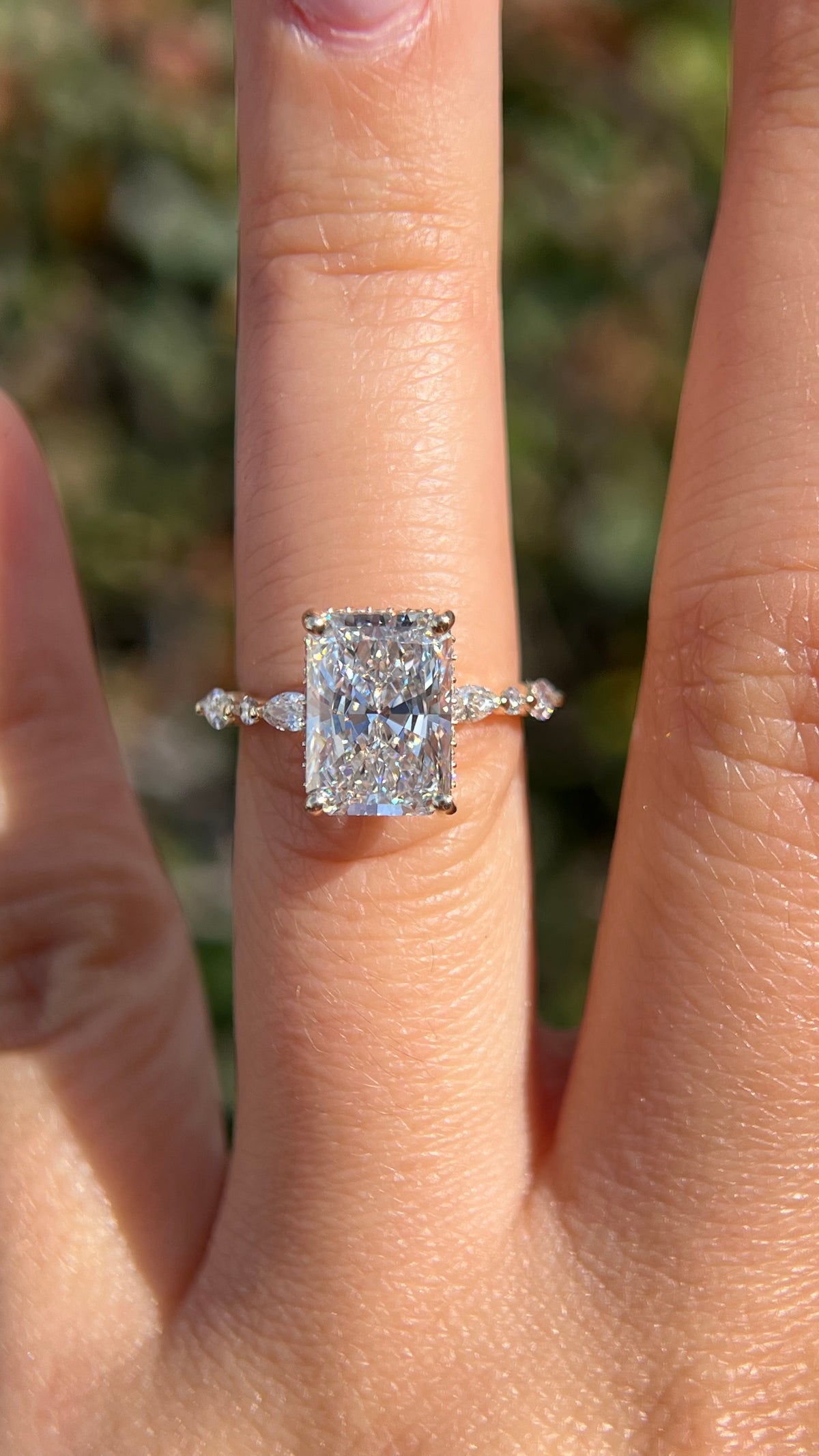 Myra 3.87ct E-VS1 Radiant Cut Lab Grown Diamond Engagement Ring 14K Gold