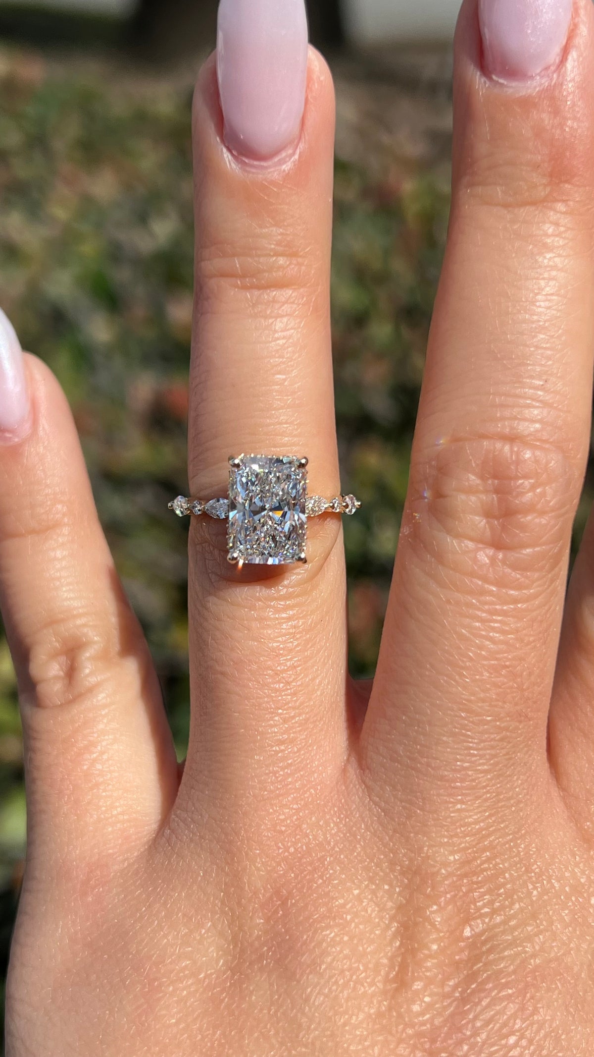 Myra 3.87ct E-VS1 Radiant Cut Lab Grown Diamond Engagement Ring 14K Gold