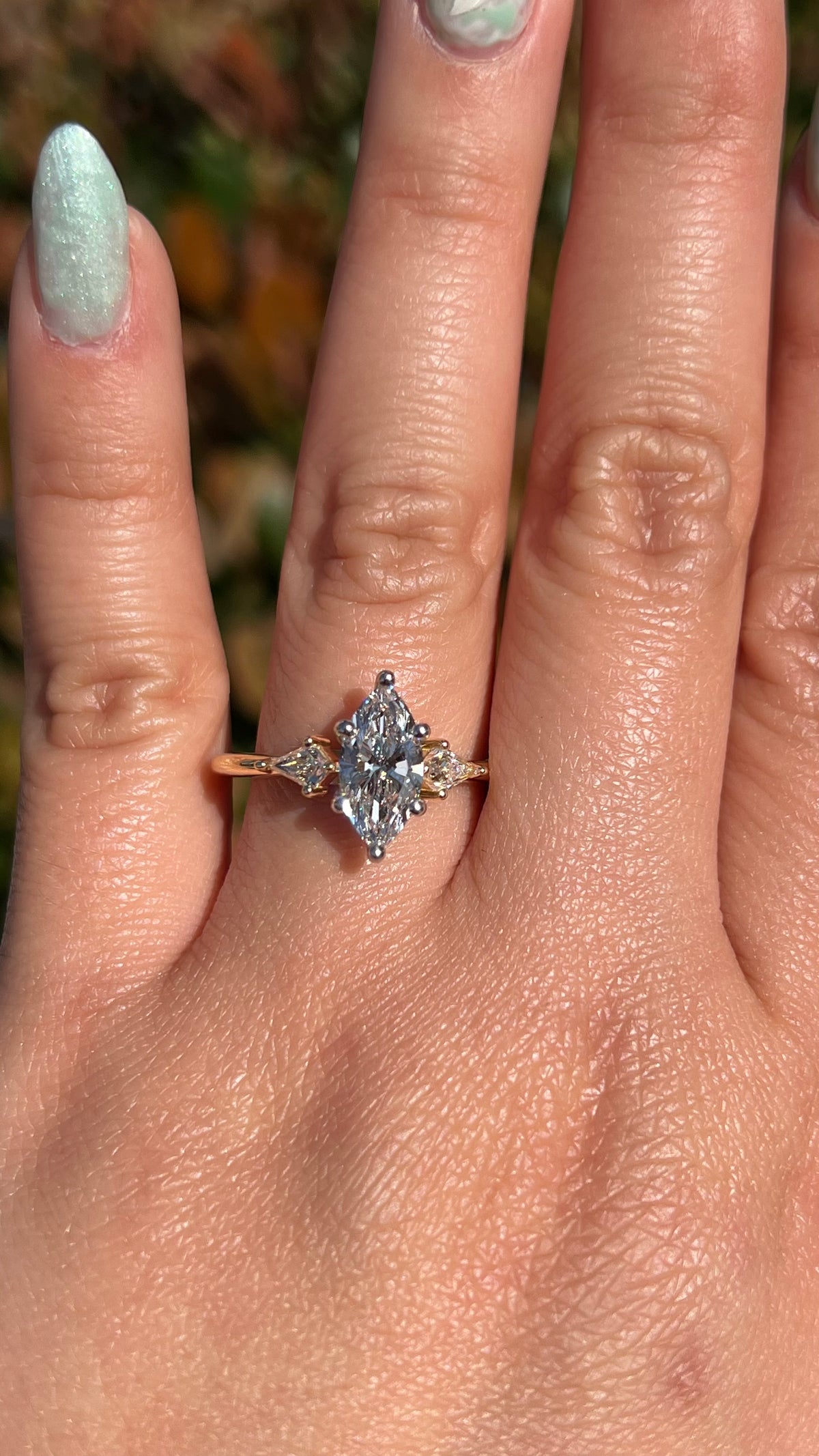 Kia 1.58ct E-VS1 Marquise Cut Lab Grown Diamond Engagement Ring 14K Gold