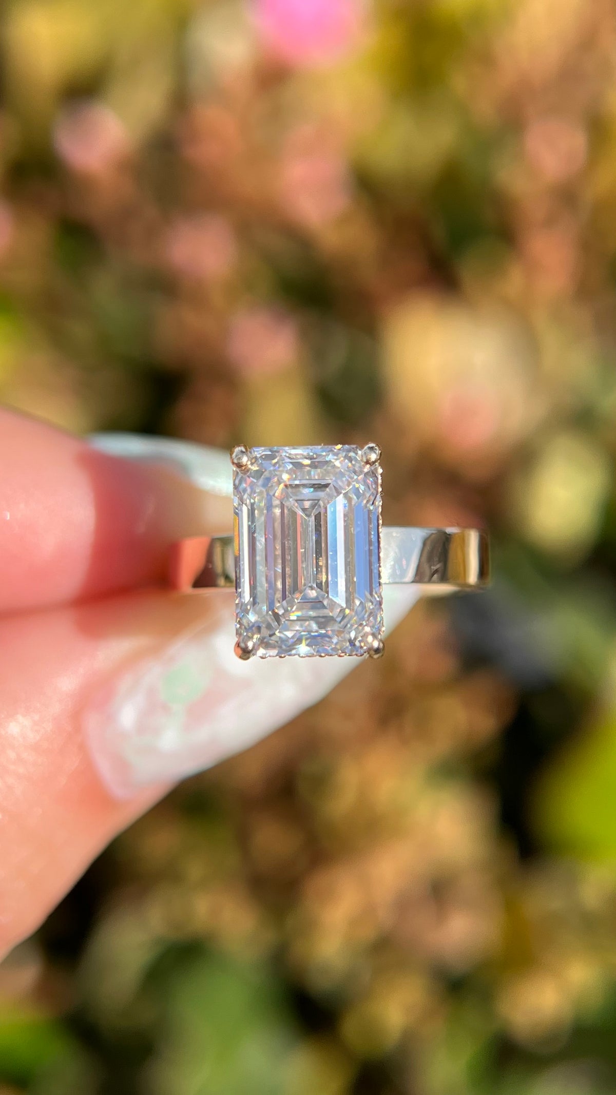 Andrea 5.02ct E-VVS2 Emerald Cut Lab Grown Diamond Engagement Ring 14K Gold