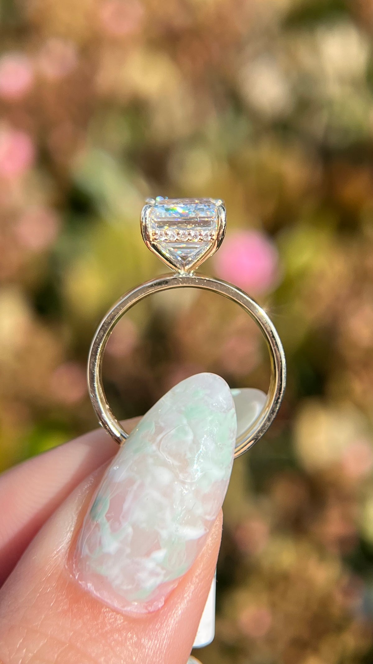 Andrea 5.02ct E-VVS2 Emerald Cut Lab Grown Diamond Engagement Ring 14K Gold