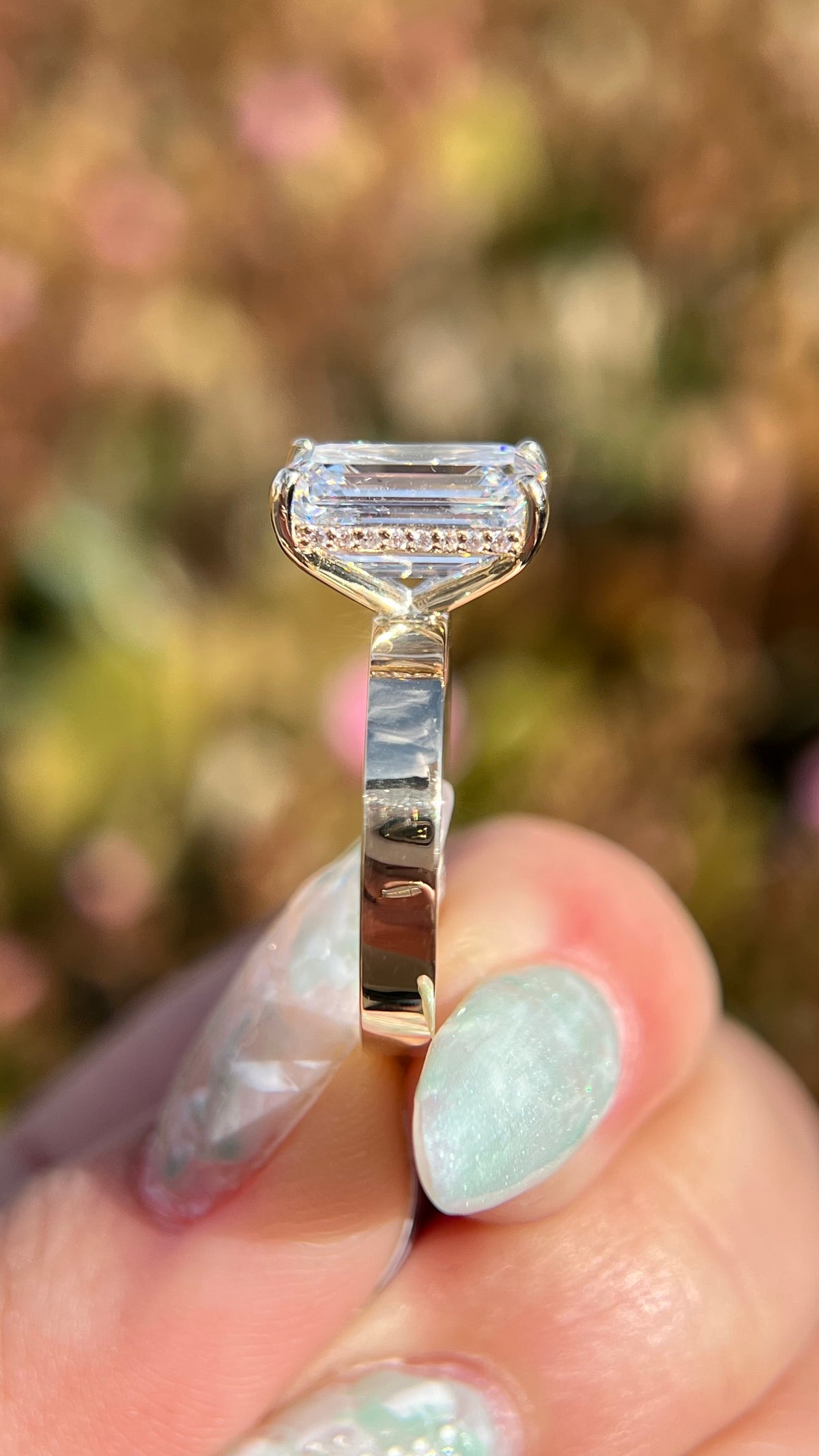 Andrea 5.02ct E-VVS2 Emerald Cut Lab Grown Diamond Engagement Ring 14K Gold