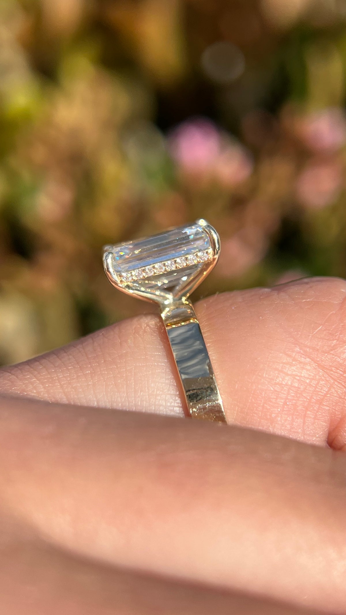 Andrea 5.02ct E-VVS2 Emerald Cut Lab Grown Diamond Engagement Ring 14K Gold
