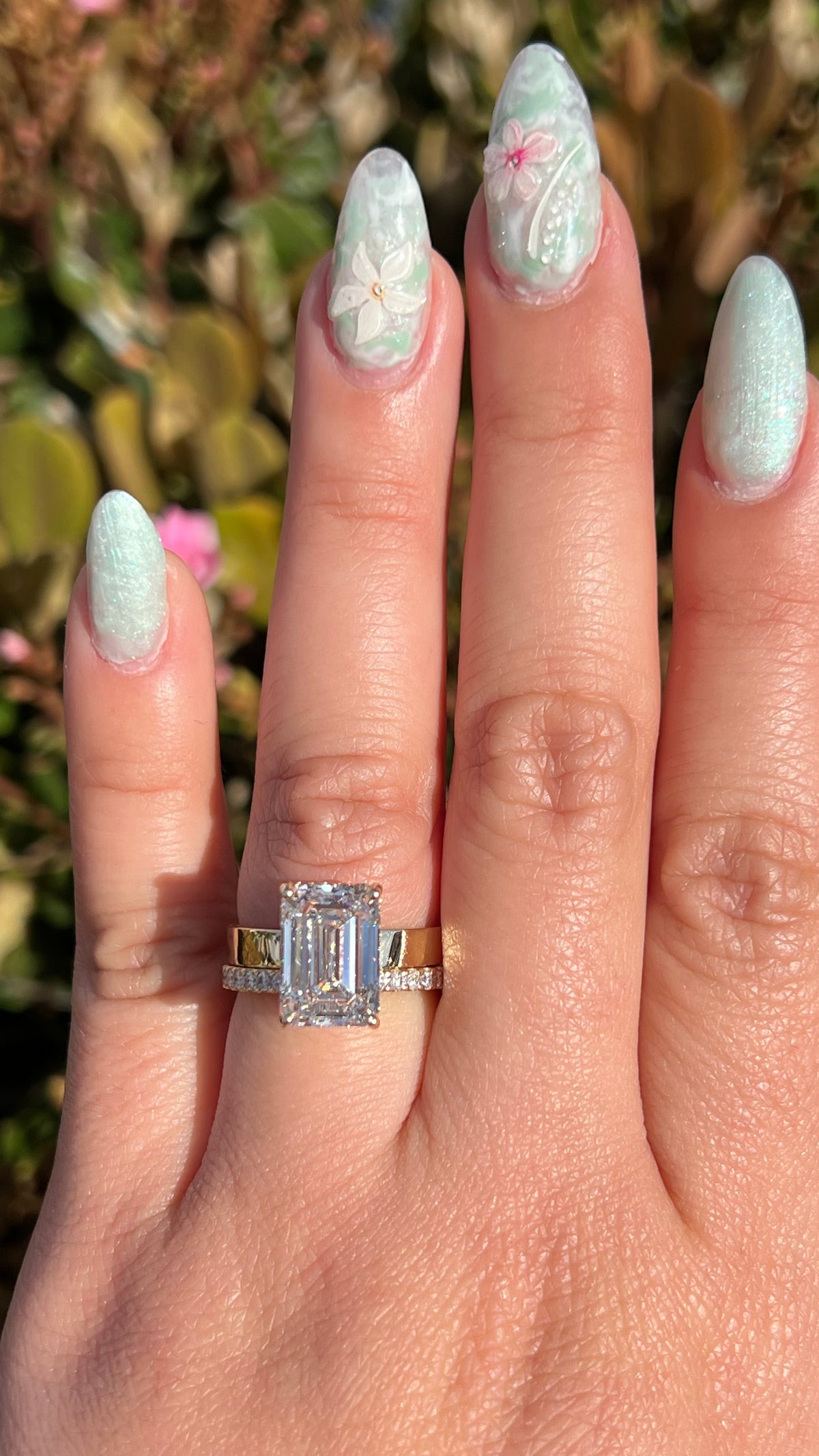 Andrea 5.02ct E-VVS2 Emerald Cut Lab Grown Diamond Engagement Ring 14K Gold