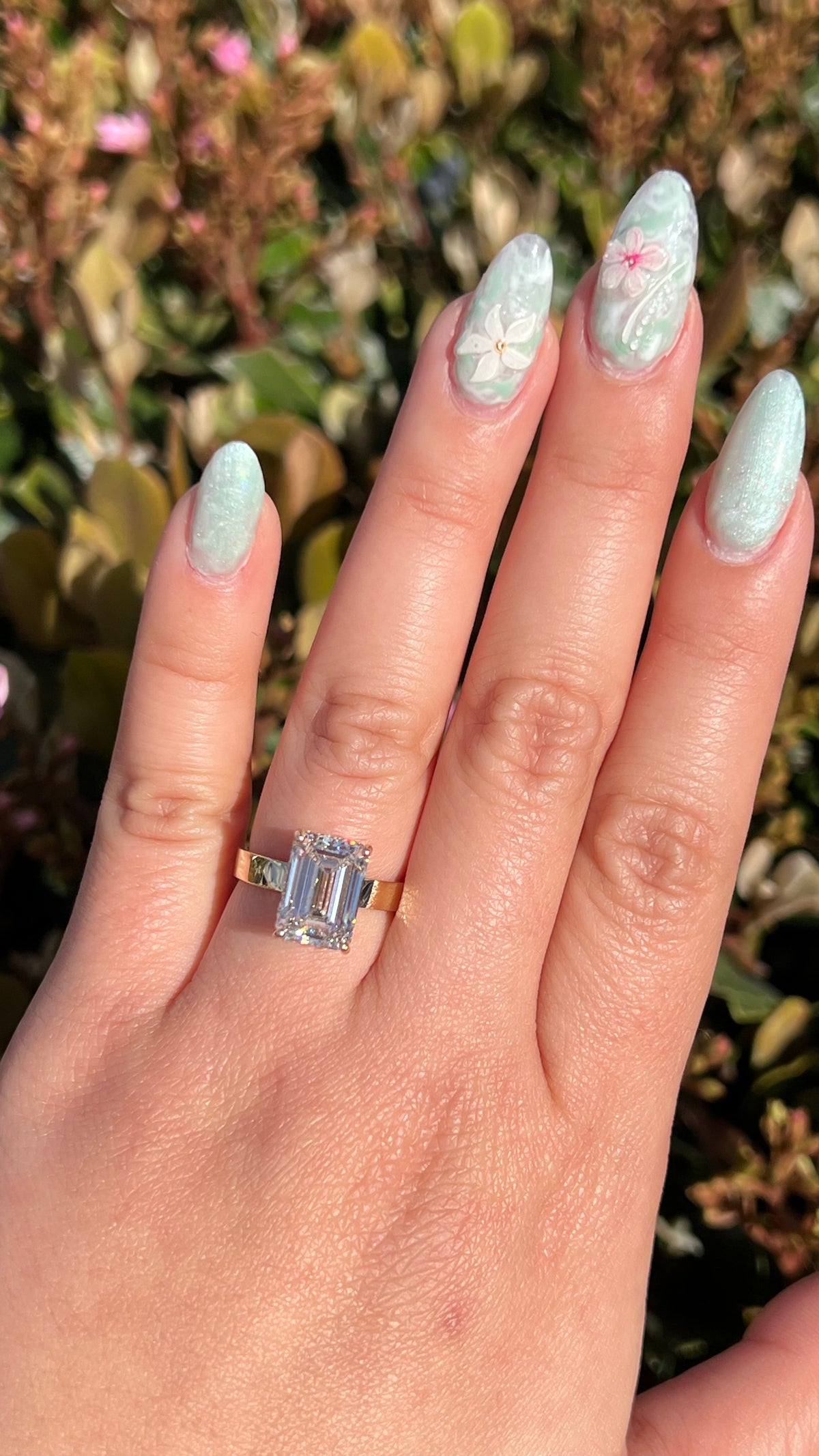 Andrea 5.02ct E-VVS2 Emerald Cut Lab Grown Diamond Engagement Ring 14K Gold