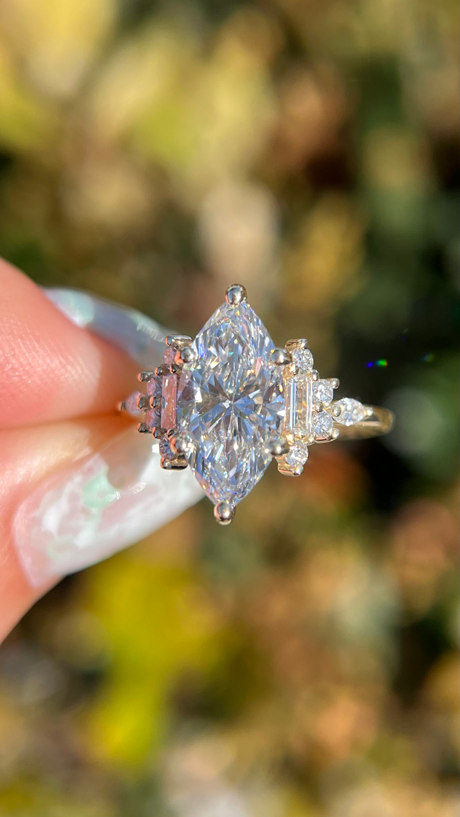 Nikki 2.66ct E-VVS2 Marquise Cut Lab Grown Diamond Engagement Ring 14K Gold