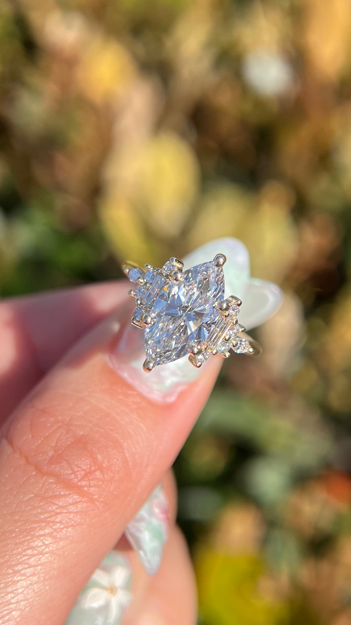 Nikki 2.66ct E-VVS2 Marquise Cut Lab Grown Diamond Engagement Ring 14K Gold